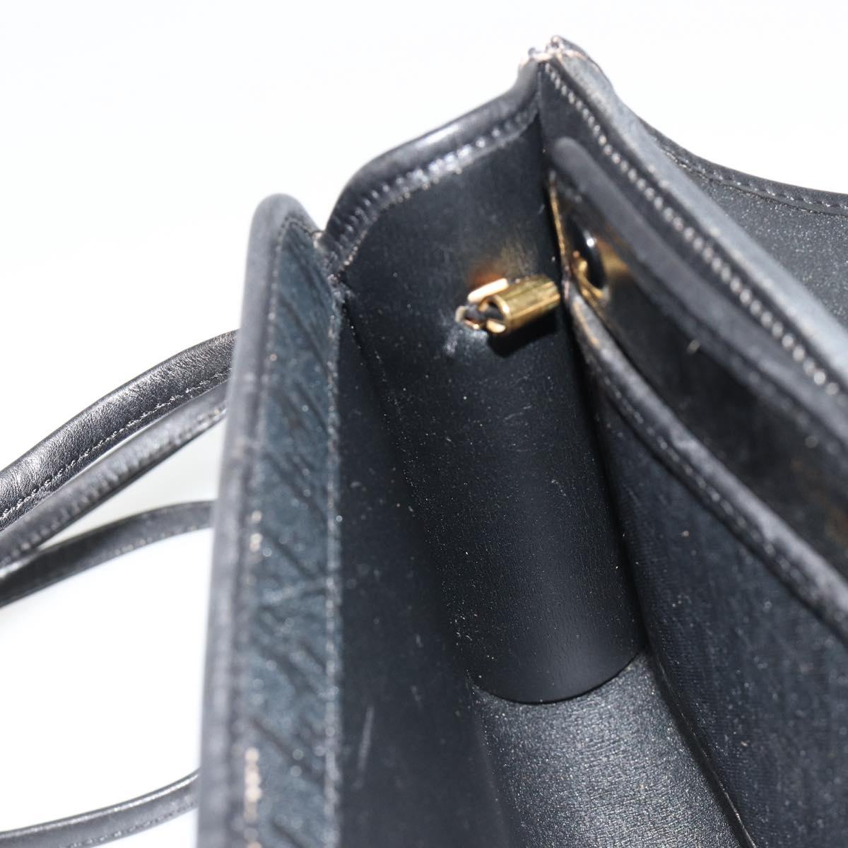 Christian Dior Trotter Canvas Shoulder Bag Vintage Black Gold Auth 187384