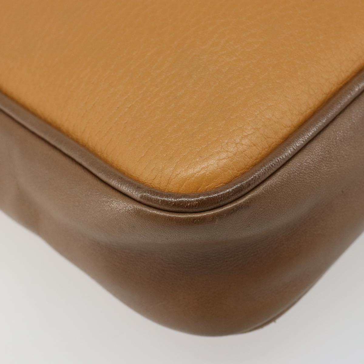 LOEWE Shoulder Bag Leather Brown gold Auth 187385