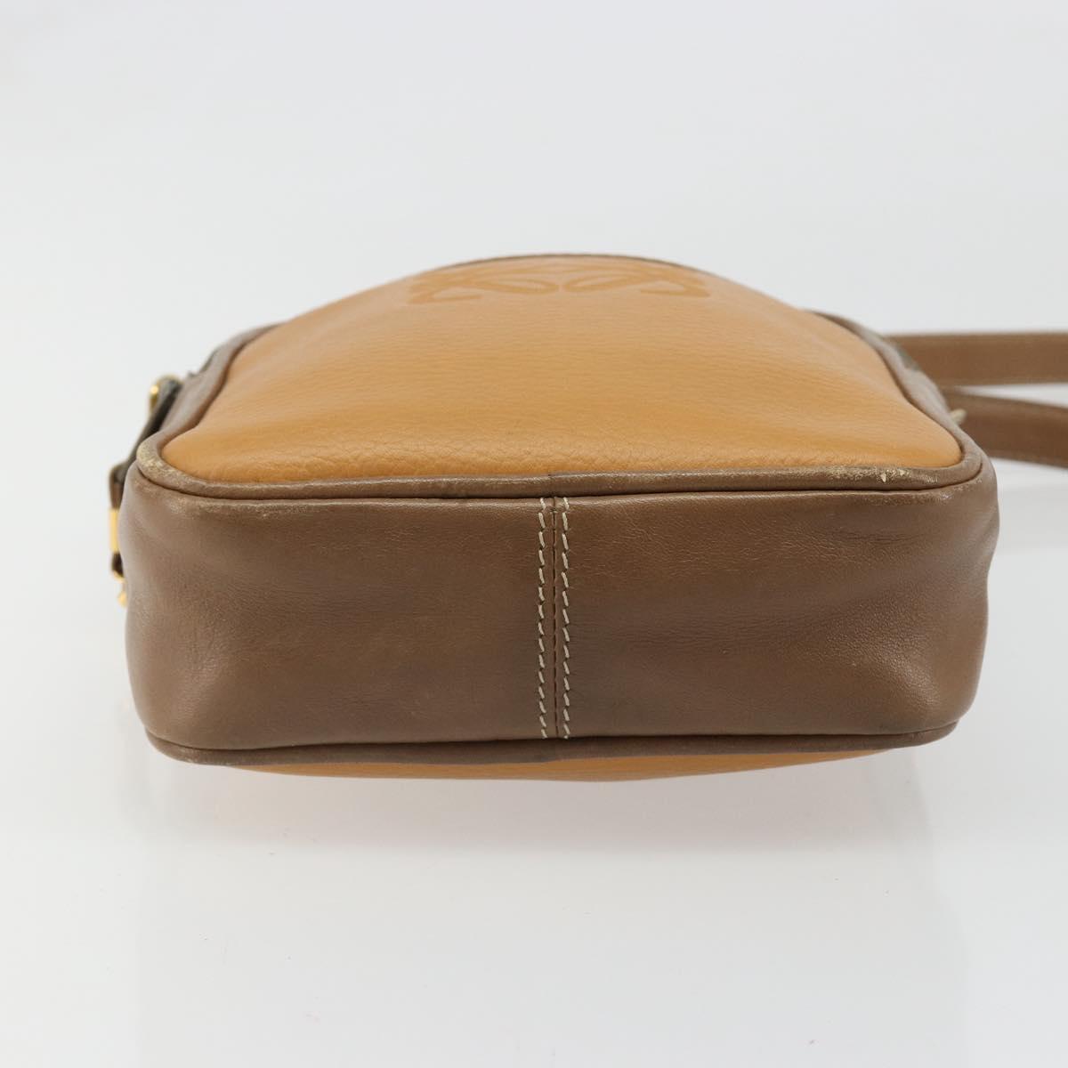 LOEWE Shoulder Bag Leather Brown gold Auth 187385