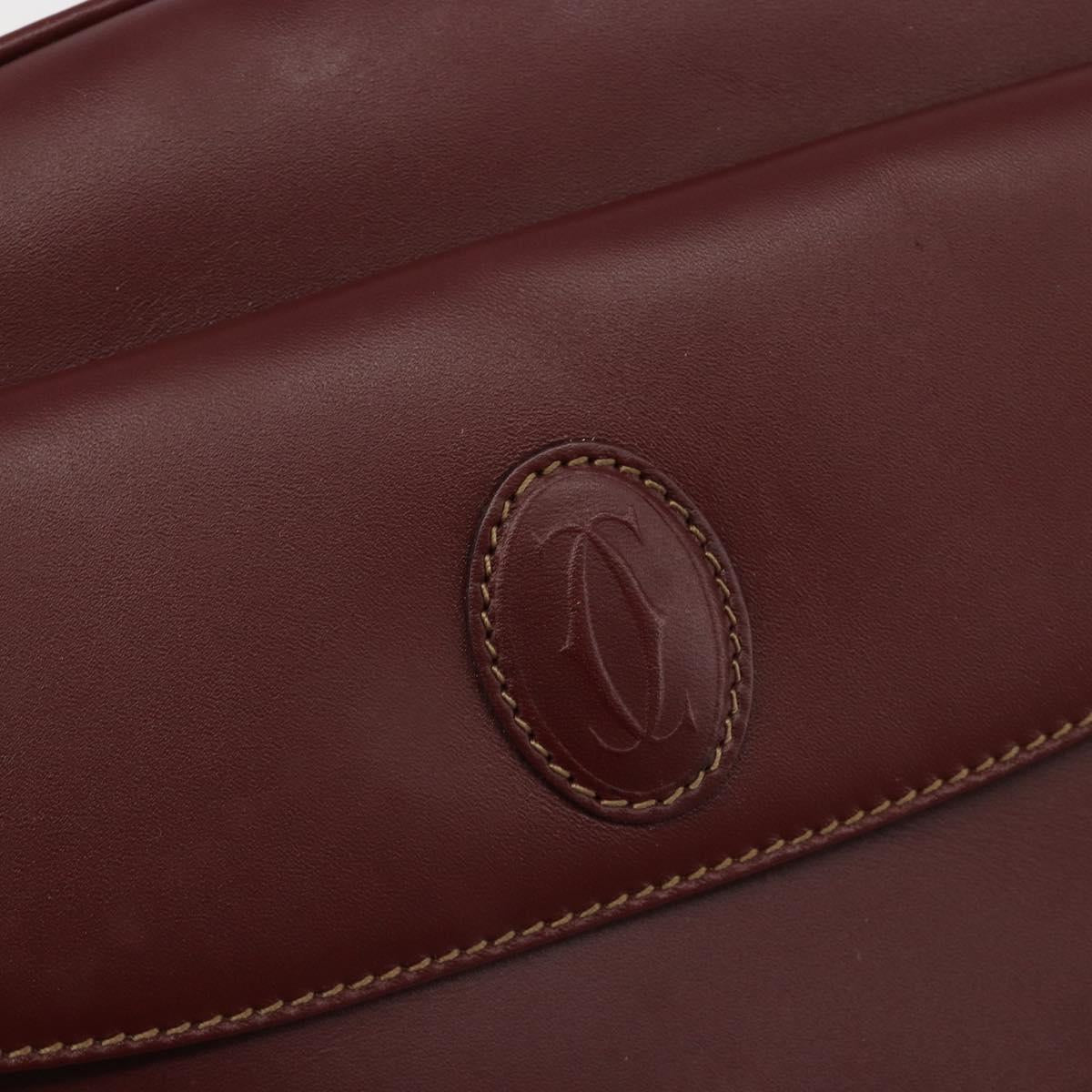 CARTIER Must Line Shoulder Bag Leather Bordeaux Gold Auth 187386A