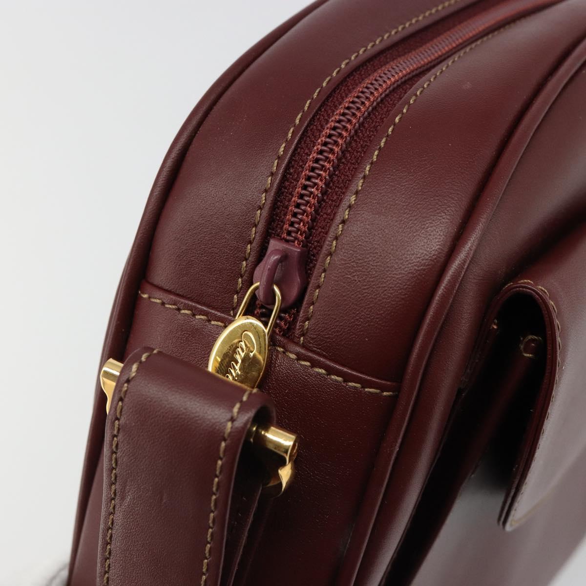 CARTIER Must Line Shoulder Bag Leather Bordeaux Gold Auth 187386A