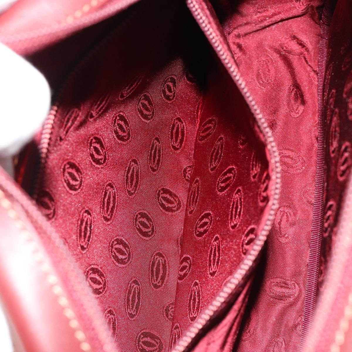 CARTIER Must Line Shoulder Bag Leather Bordeaux Gold Auth 187386A