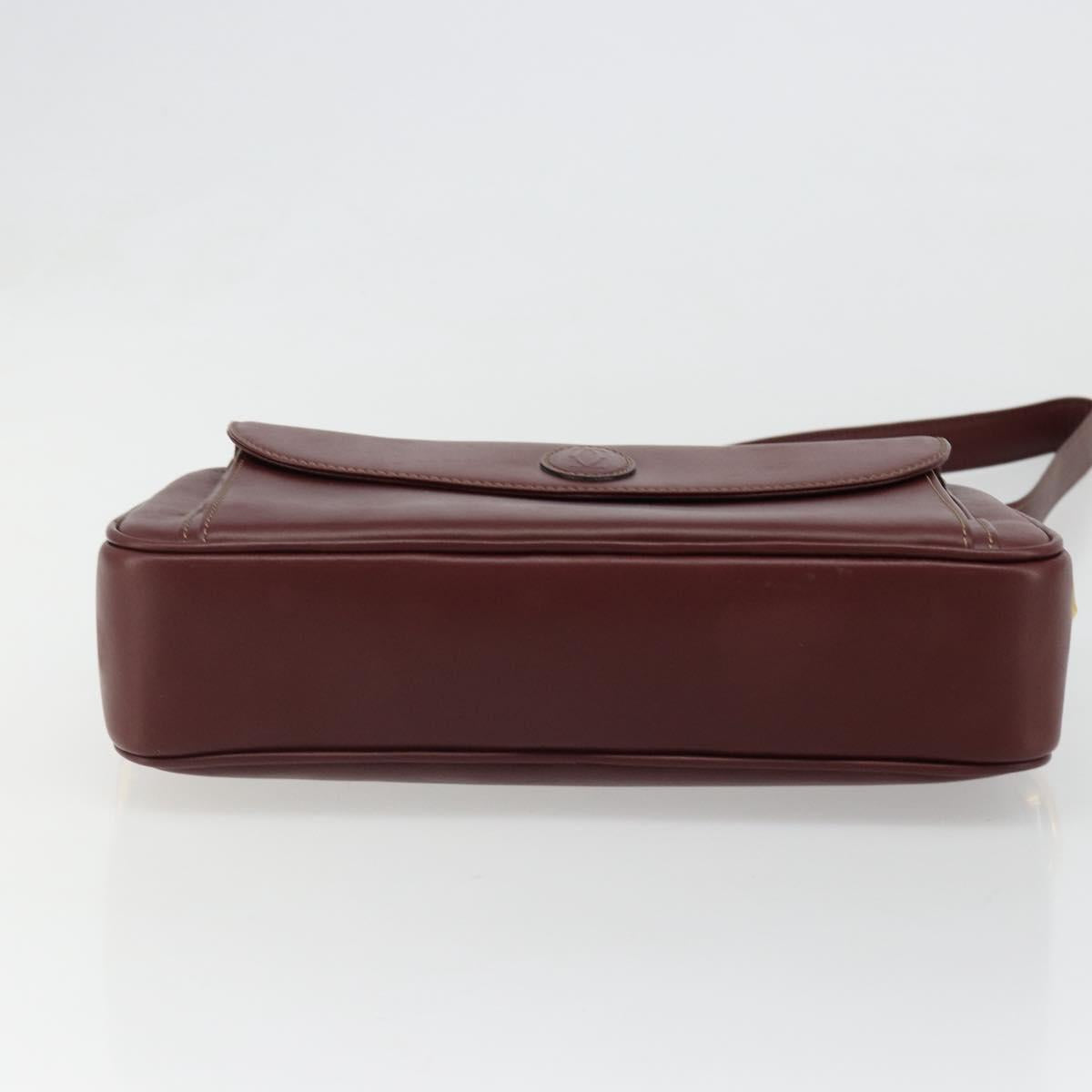 CARTIER Must Line Shoulder Bag Leather Bordeaux Gold Auth 187386A