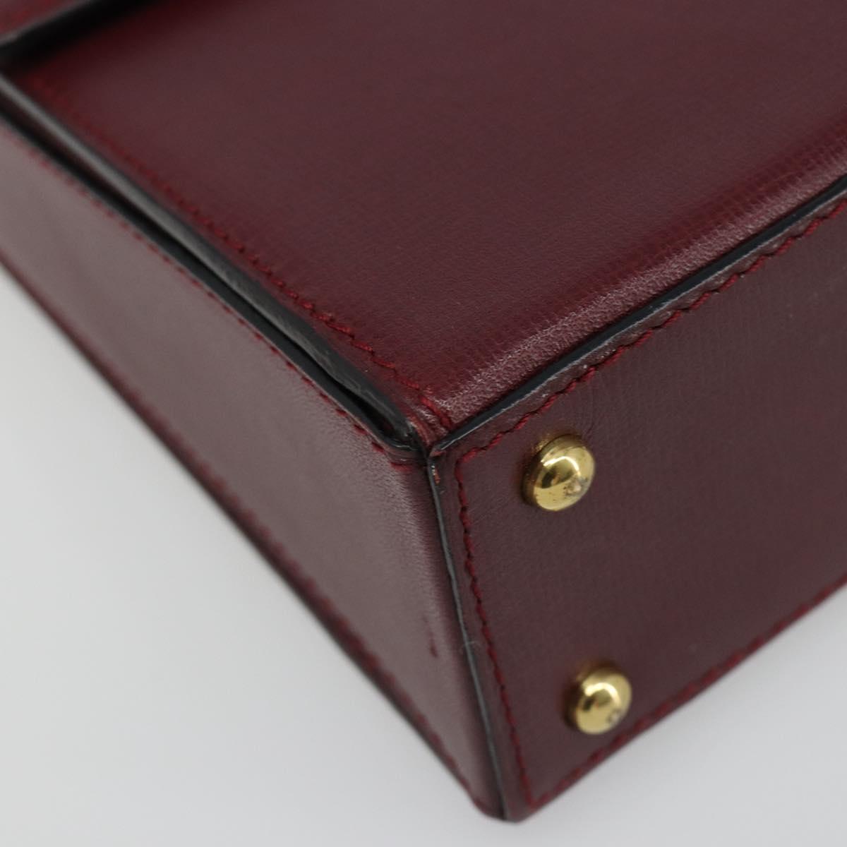 CARTIER Must Line Hand Bag Leather Bordeaux Gold Auth 187392A