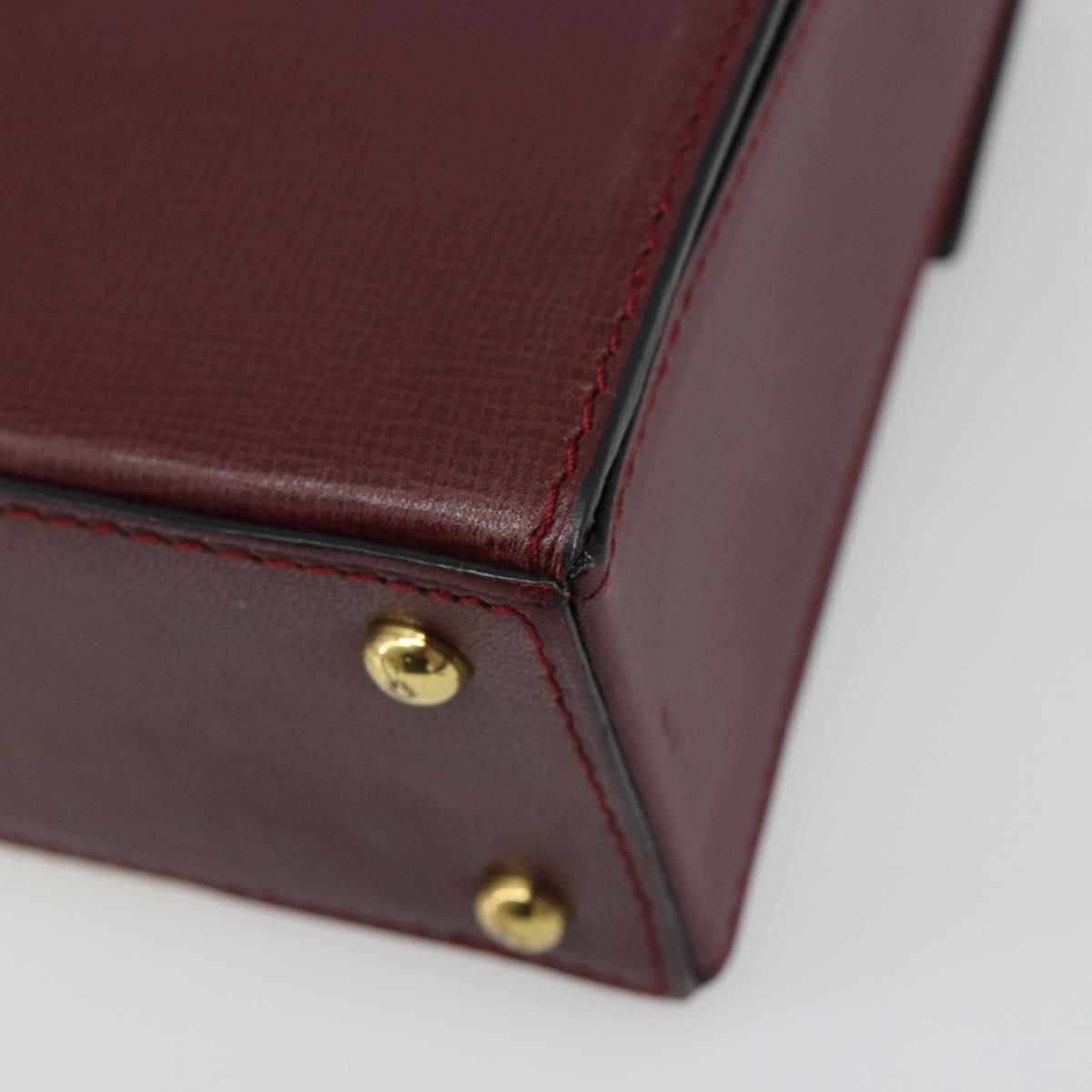 CARTIER Must Line Hand Bag Leather Bordeaux Gold Auth 187392A