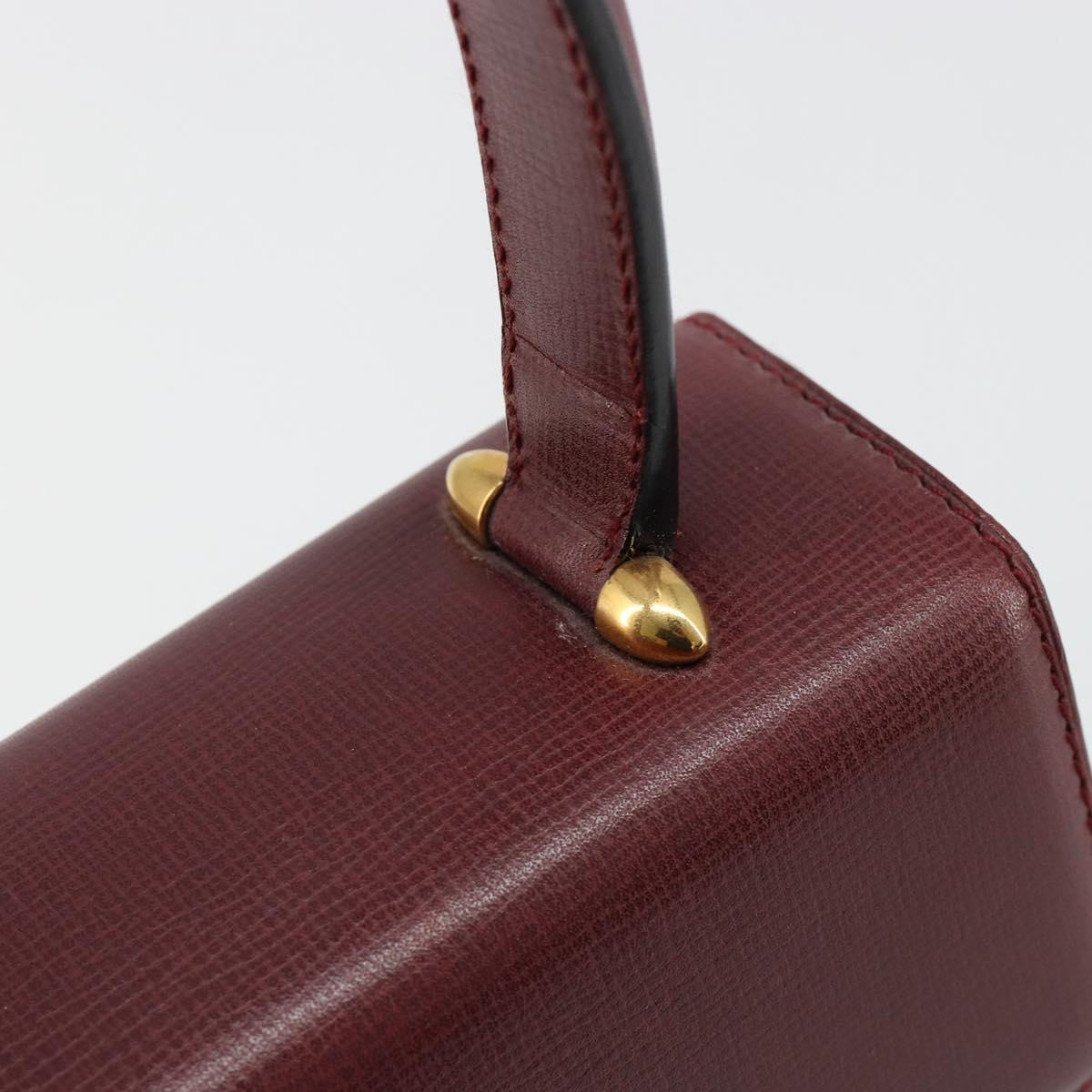 CARTIER Must Line Hand Bag Leather Bordeaux Gold Auth 187392A