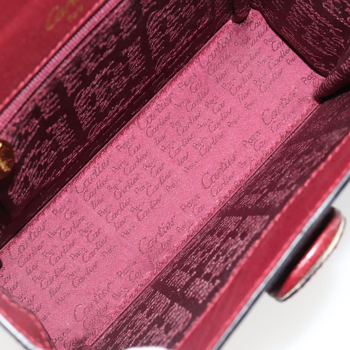 CARTIER Must Line Hand Bag Leather Bordeaux Gold Auth 187392A