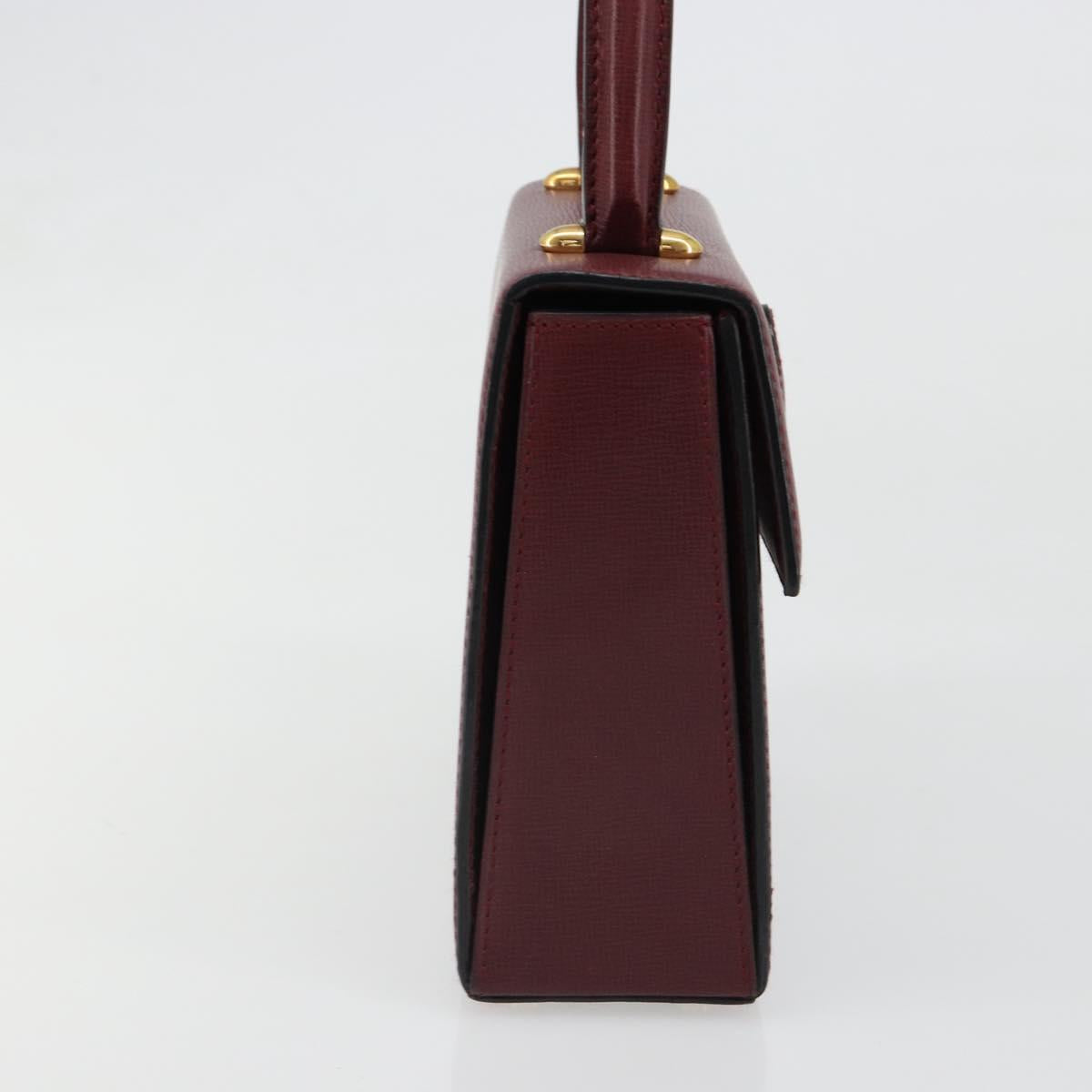 CARTIER Must Line Hand Bag Leather Bordeaux Gold Auth 187392A