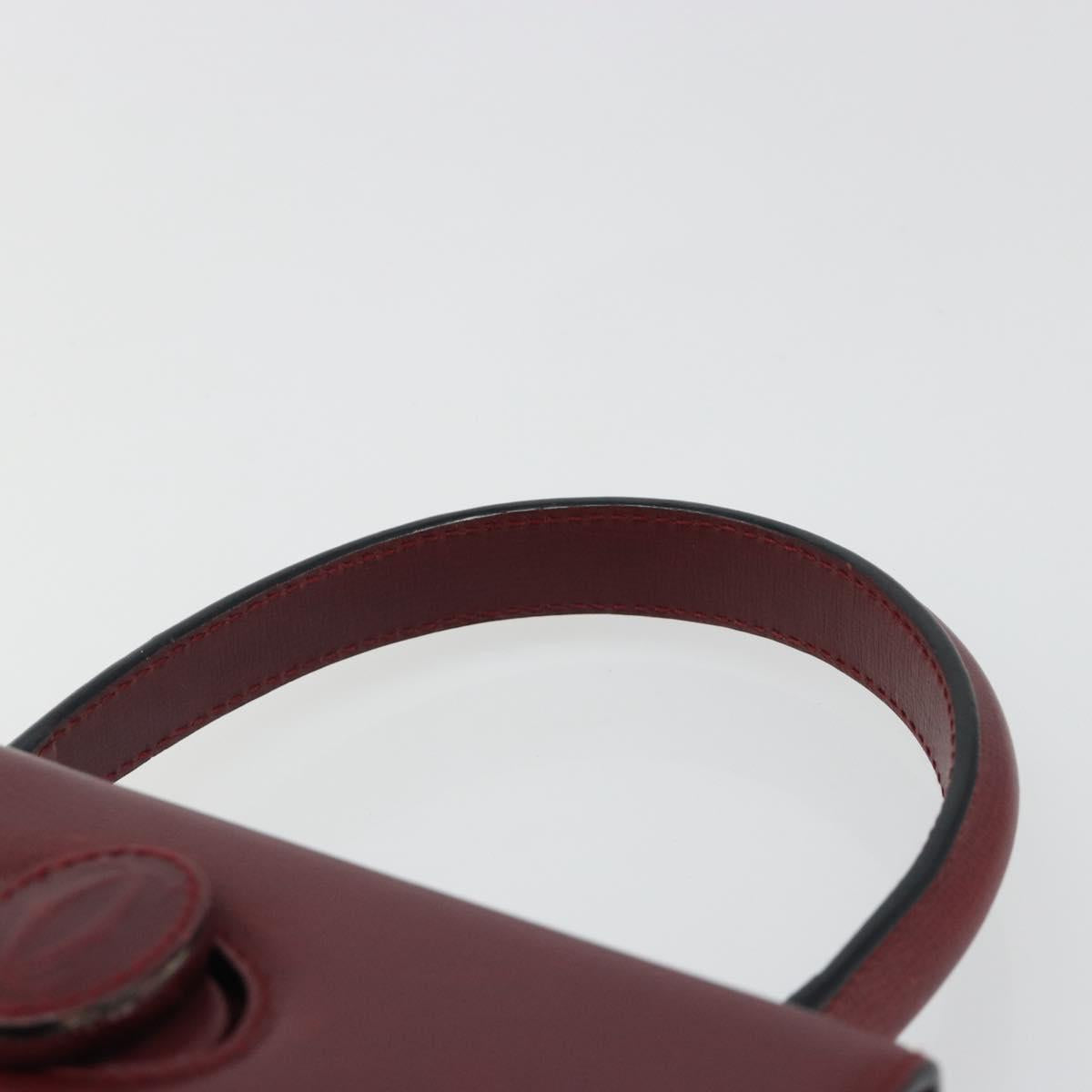 CARTIER Must Line Hand Bag Leather Bordeaux Gold Auth 187392A