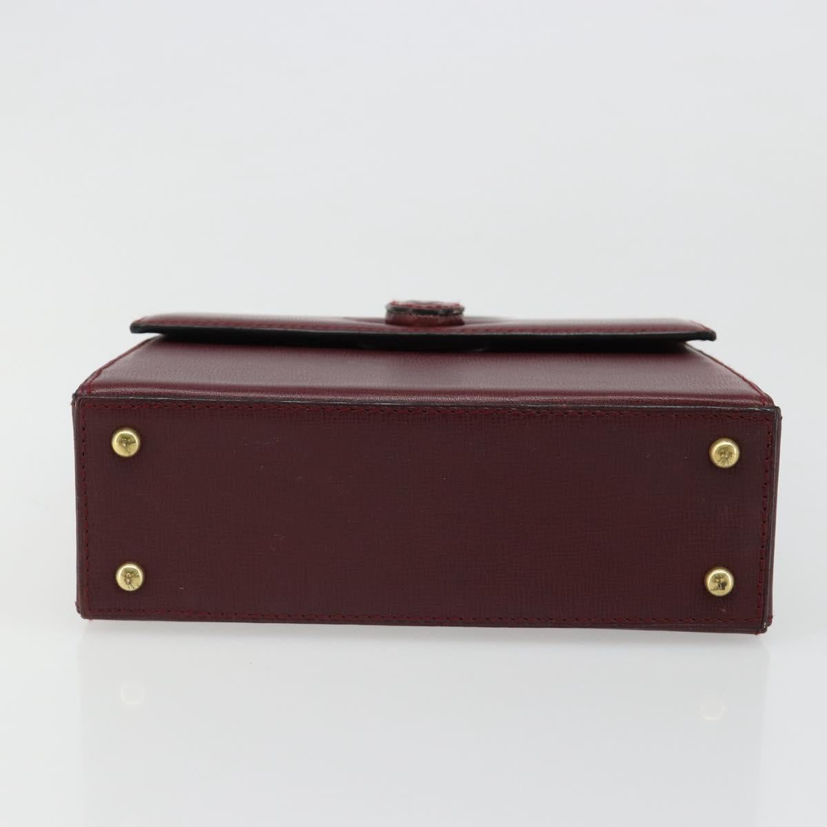 CARTIER Must Line Hand Bag Leather Bordeaux Gold Auth 187392A