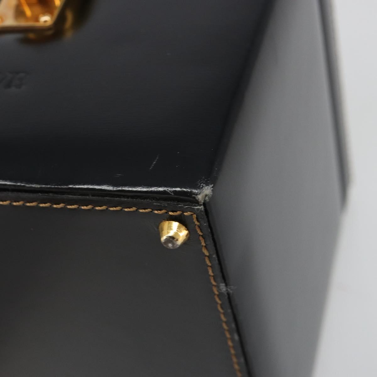 LOEWE Vanity Hand Bag Leather Black Gold Auth 187393A