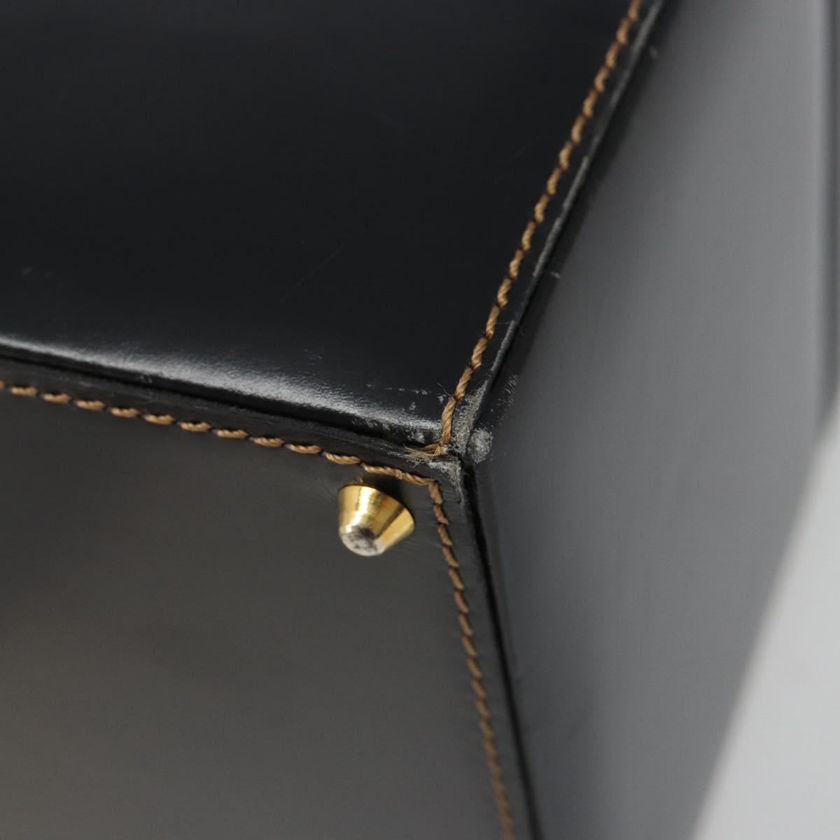 LOEWE Vanity Hand Bag Leather Black Gold Auth 187393A