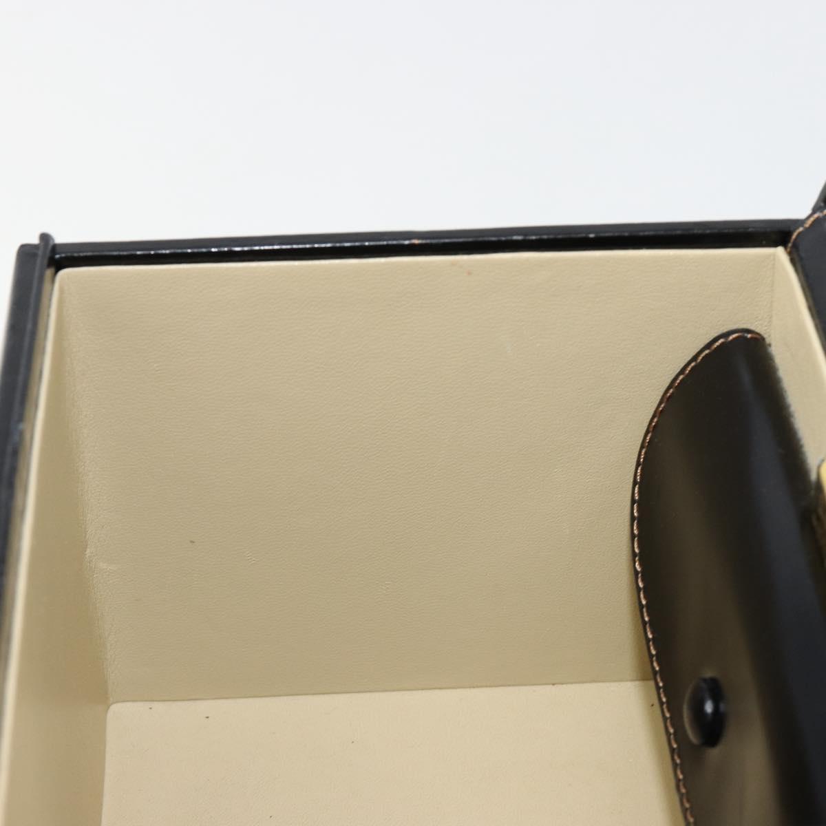 LOEWE Vanity Hand Bag Leather Black Gold Auth 187393A