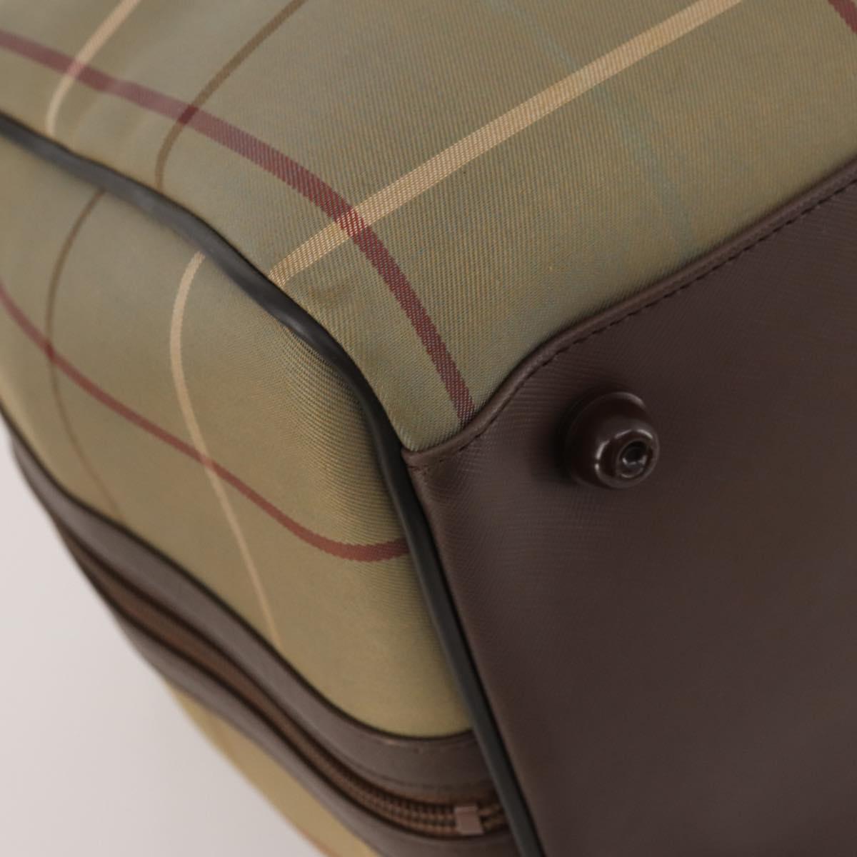 Burberrys Nova Check Boston Bag Canvas With Pouch Beige Gold Auth 187403