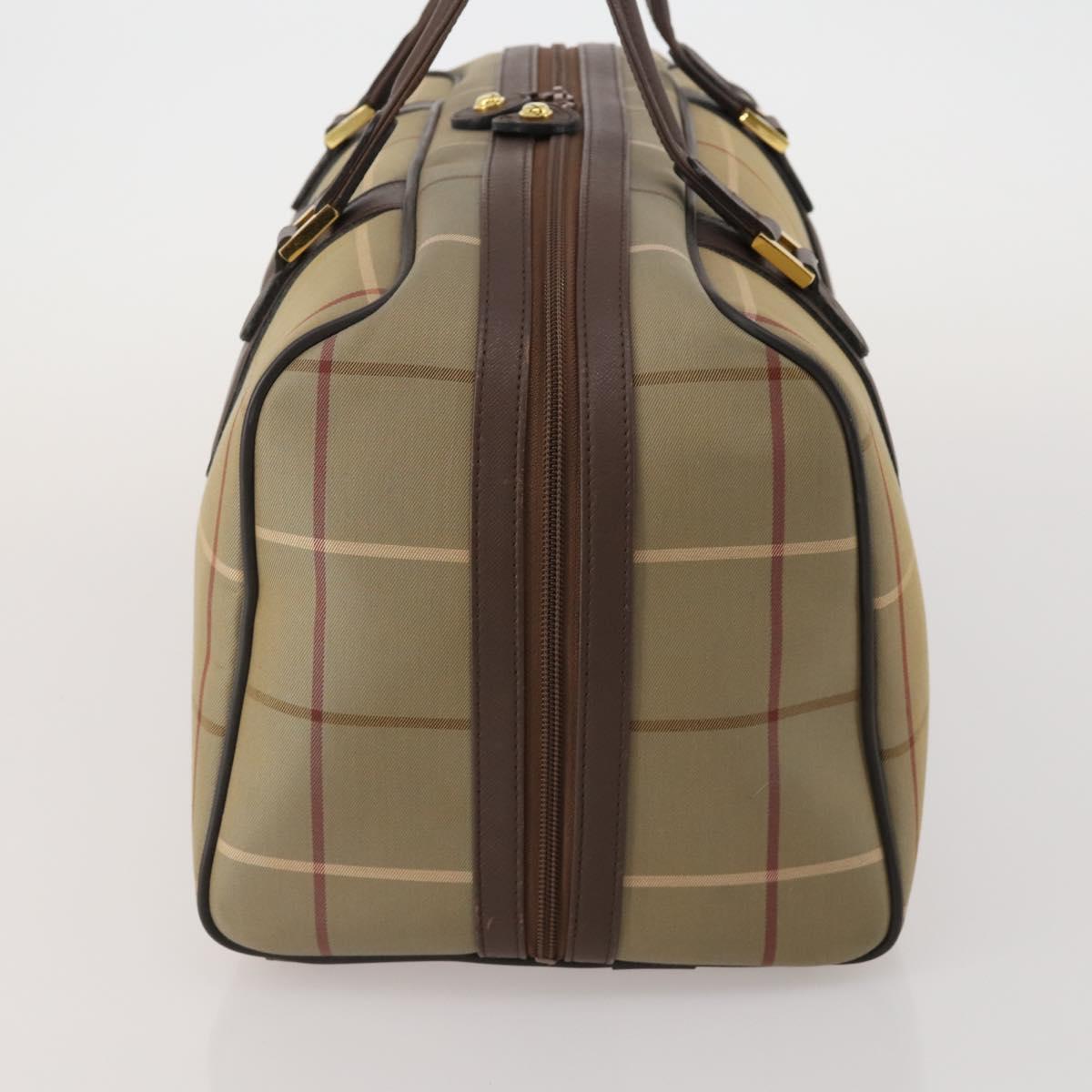 Burberrys Nova Check Boston Bag Canvas With Pouch Beige Gold Auth 187403