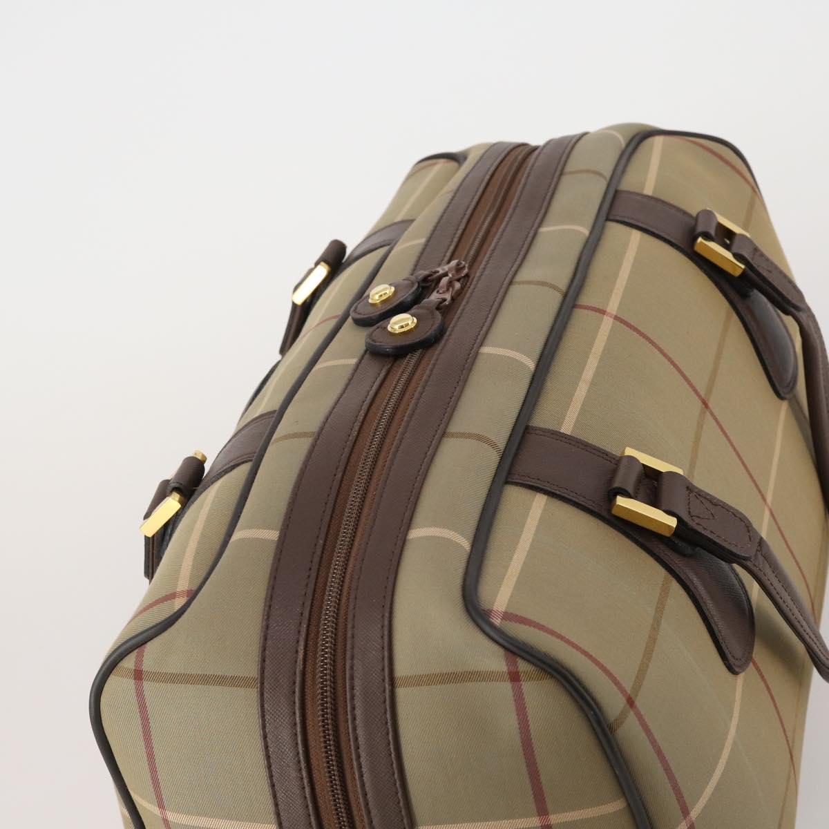 Burberrys Nova Check Boston Bag Canvas With Pouch Beige Gold Auth 187403