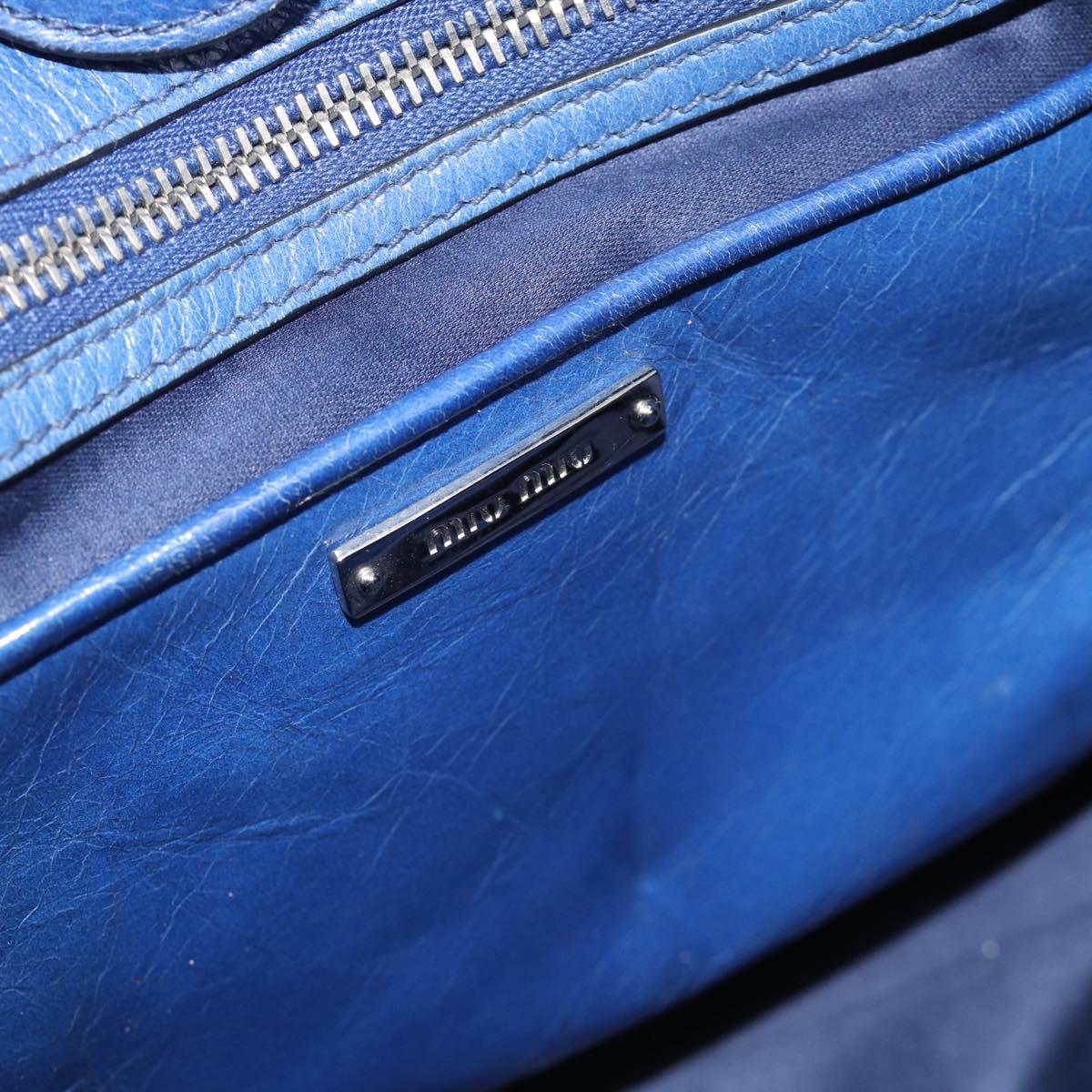 Miu Miu Hand Bag Leather 2way Blue Silver Auth 187410A