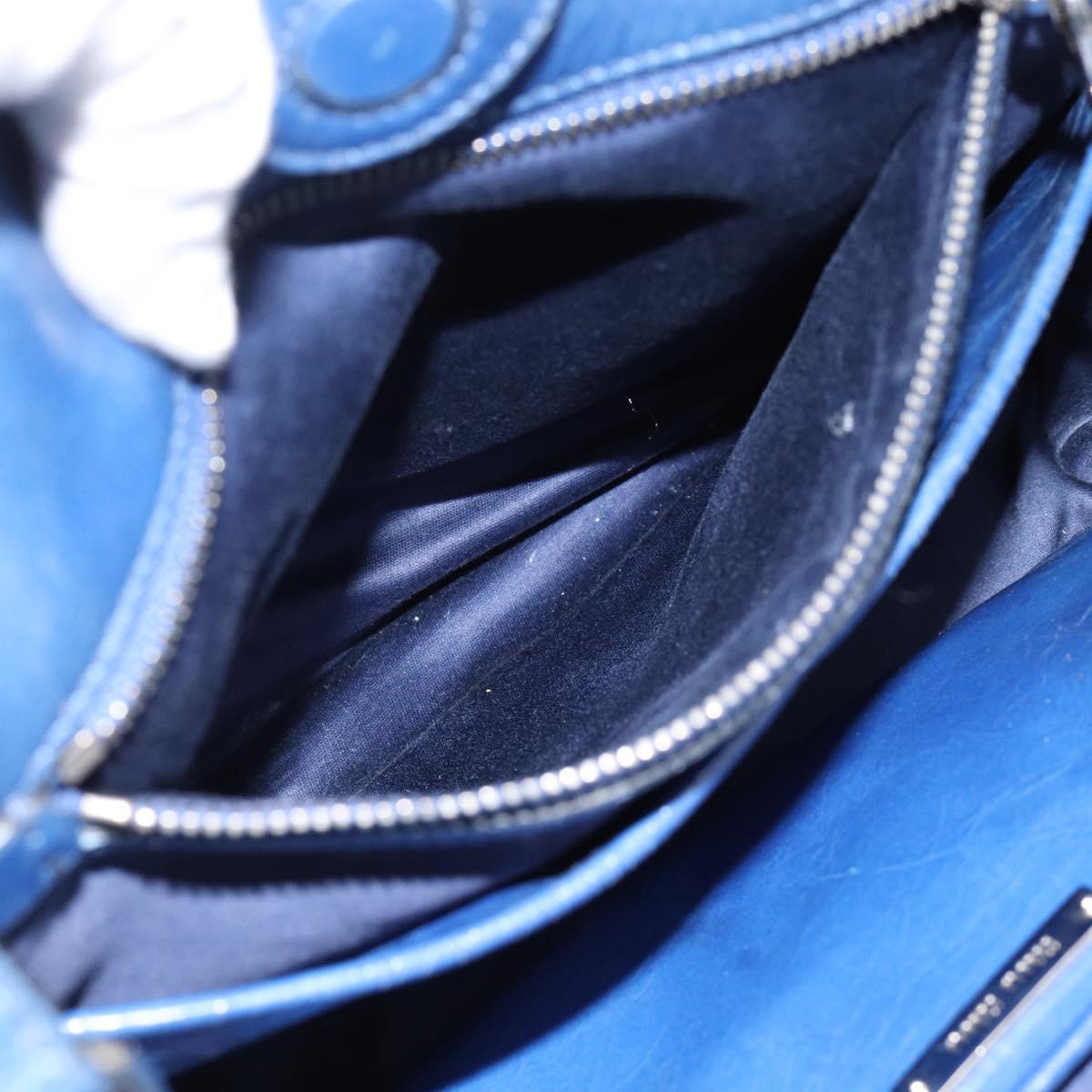 Miu Miu Hand Bag Leather 2way Blue Silver Auth 187410A