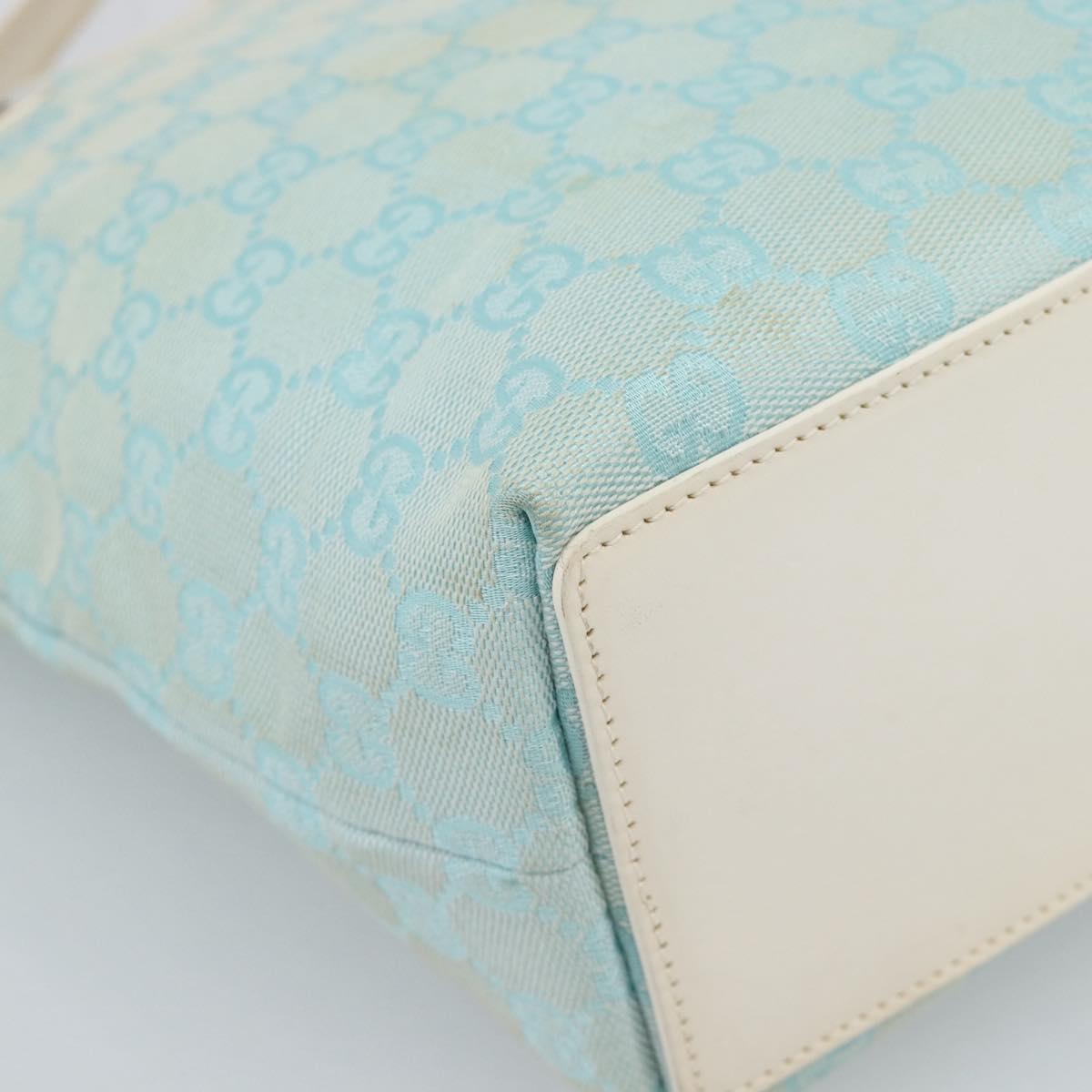 GUCCI GG Canvas Tote Bag Light Blue Gold 002 1099 2404 Auth 187412V