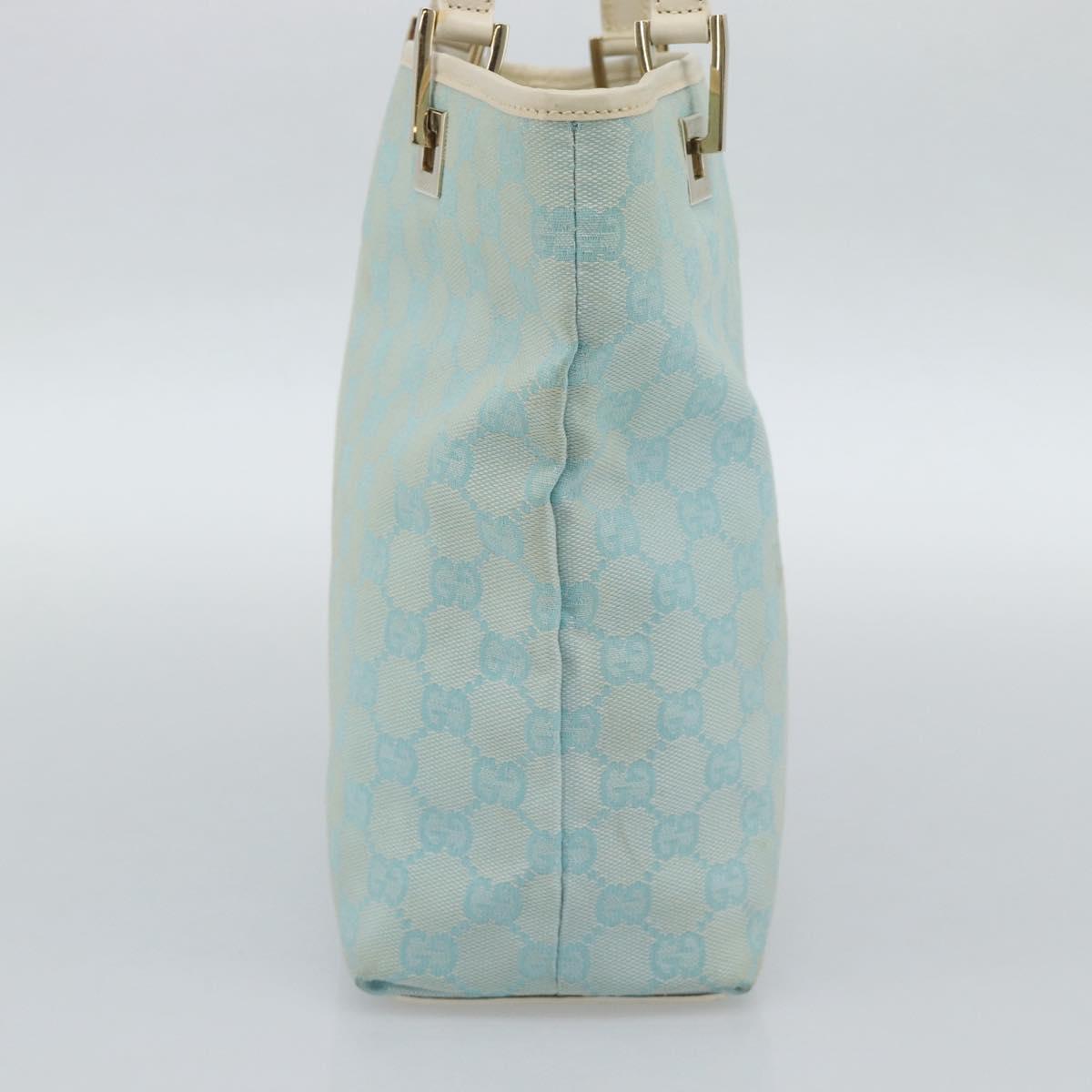 GUCCI GG Canvas Tote Bag Light Blue Gold 002 1099 2404 Auth 187412V