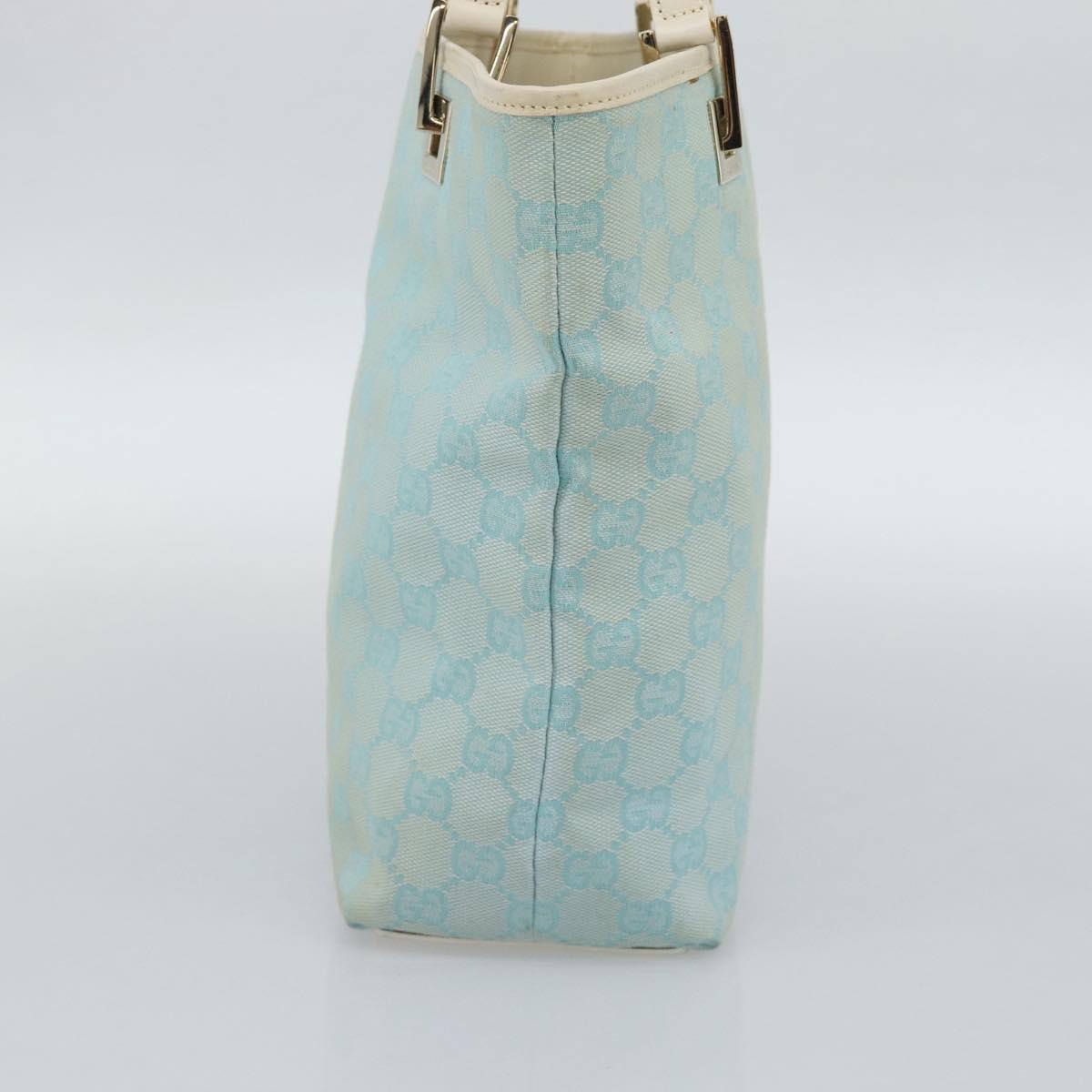 GUCCI GG Canvas Tote Bag Light Blue Gold 002 1099 2404 Auth 187412V