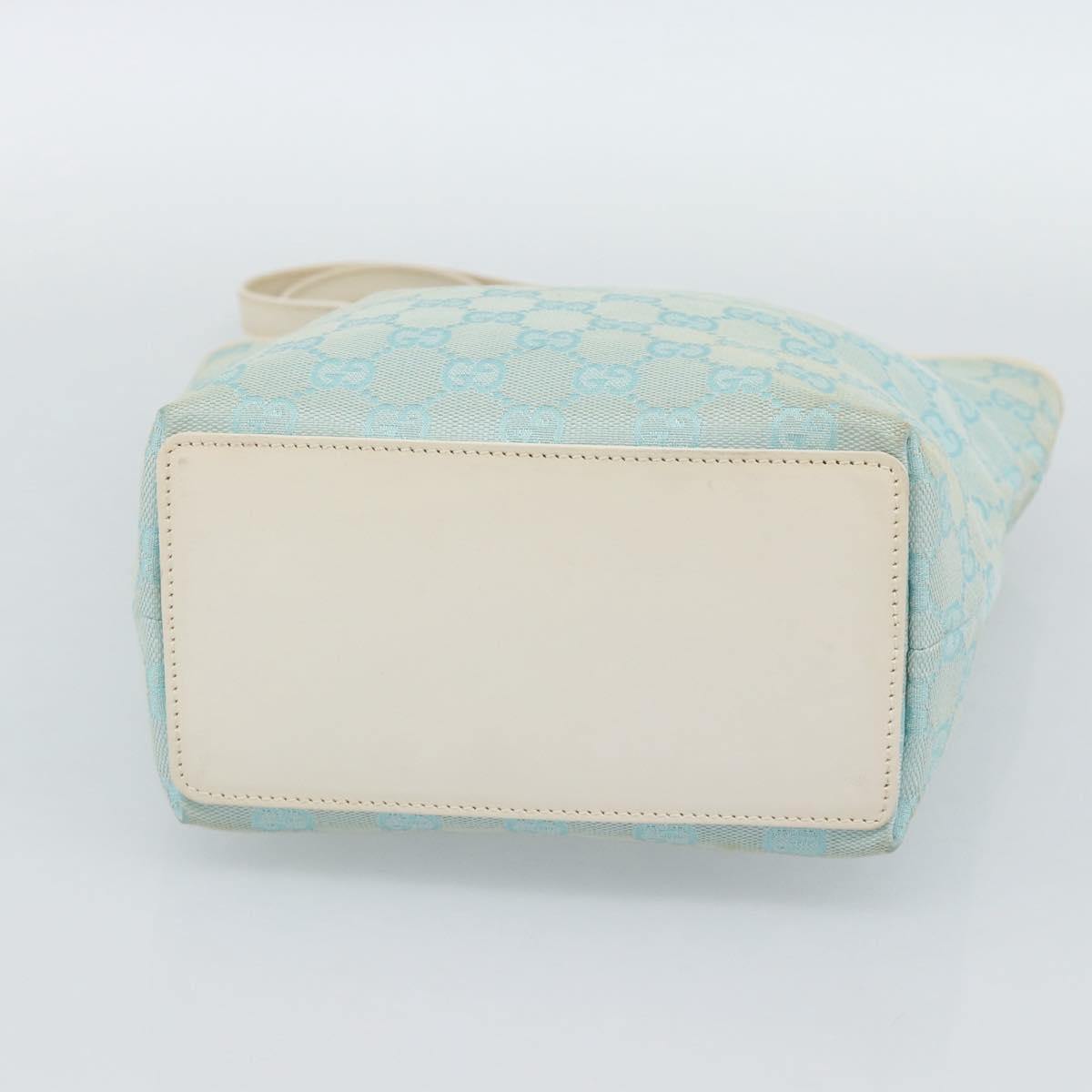 GUCCI GG Canvas Tote Bag Light Blue Gold 002 1099 2404 Auth 187412V