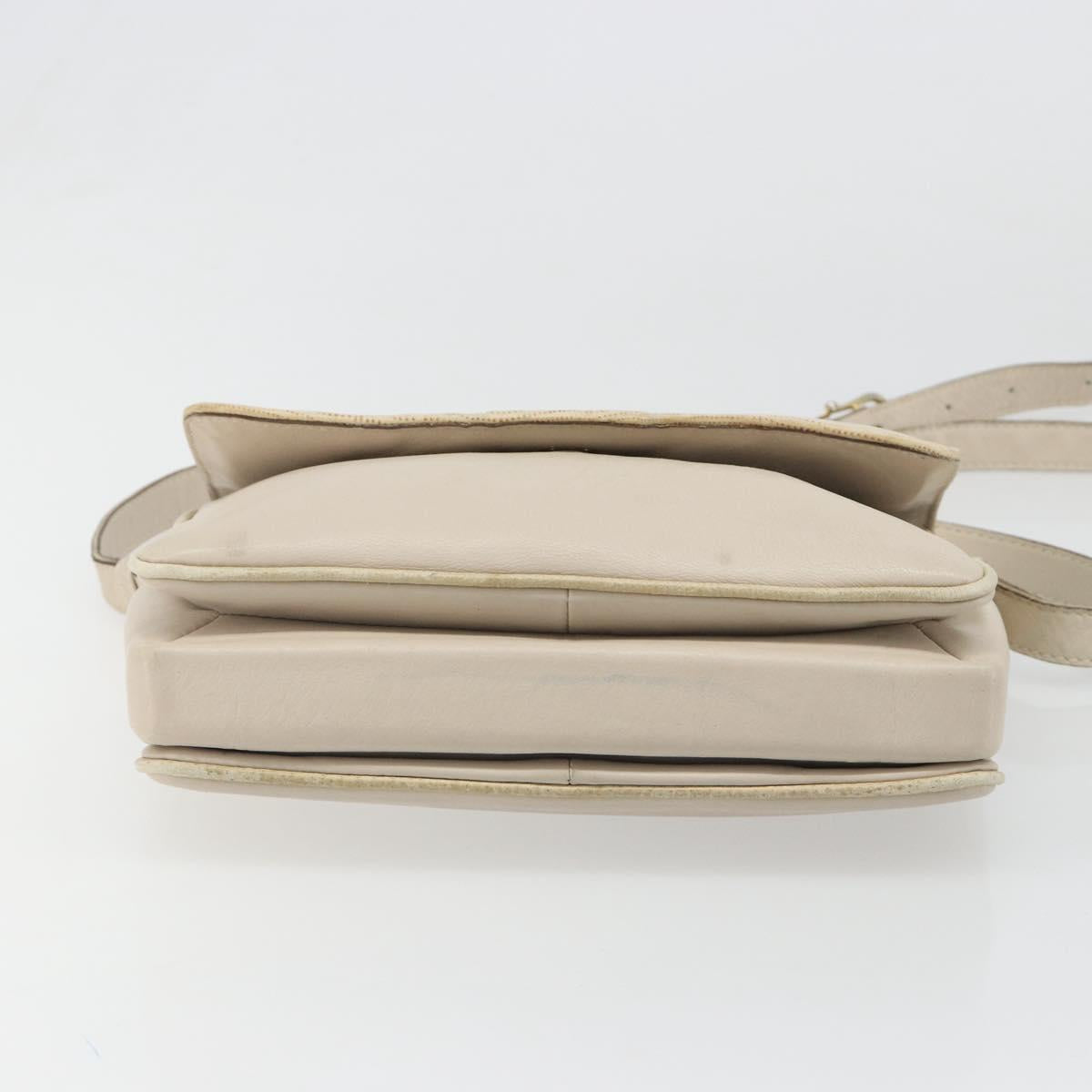 CELINE Shoulder Bag Leather Ivory Gold Auth 187413A
