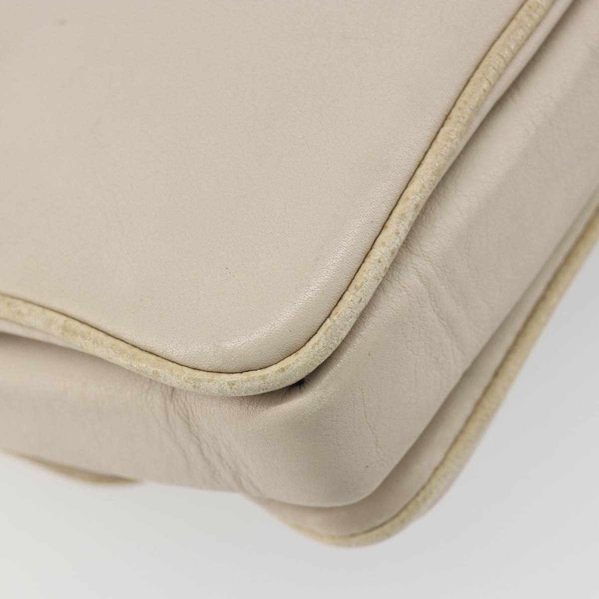 CELINE Shoulder Bag Leather Ivory Gold Auth 187413A