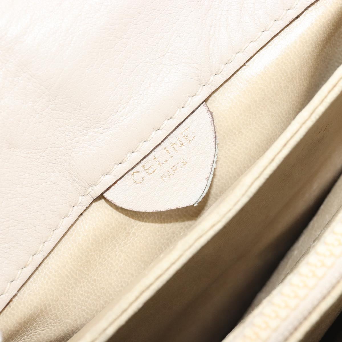 CELINE Shoulder Bag Leather Ivory Gold Auth 187413A