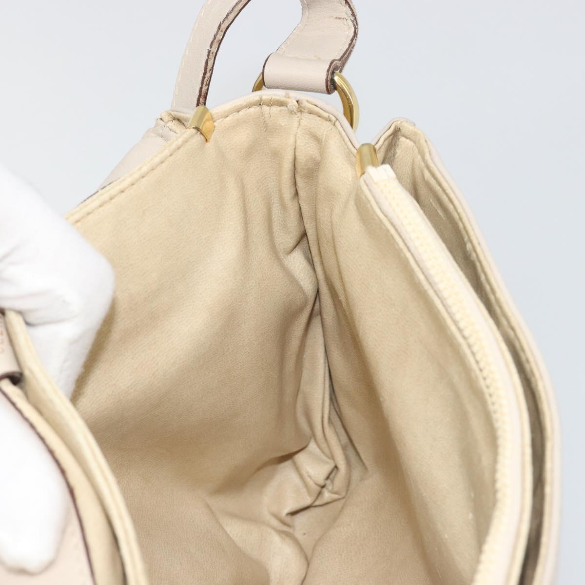 CELINE Shoulder Bag Leather Ivory Gold Auth 187413A