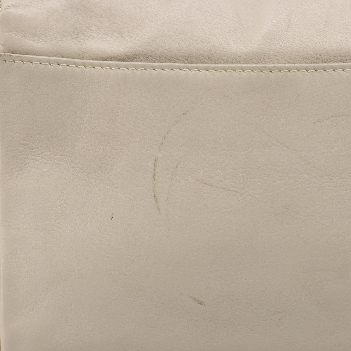 CELINE Shoulder Bag Leather Ivory Gold Auth 187413A