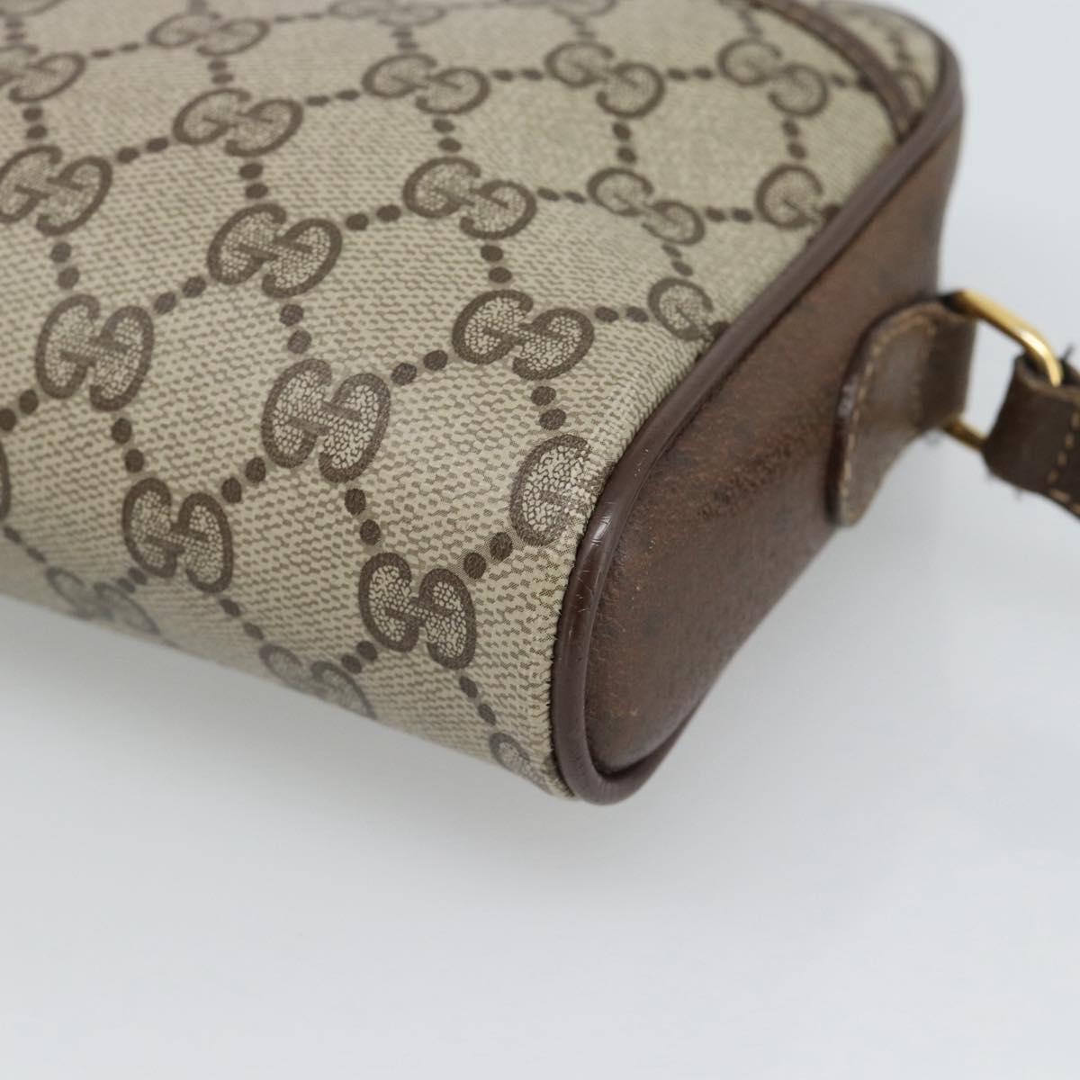 GUCCI GG Supreme Web Sherry Line Bag PVC Beige Gold 116 02 089 Auth 187415