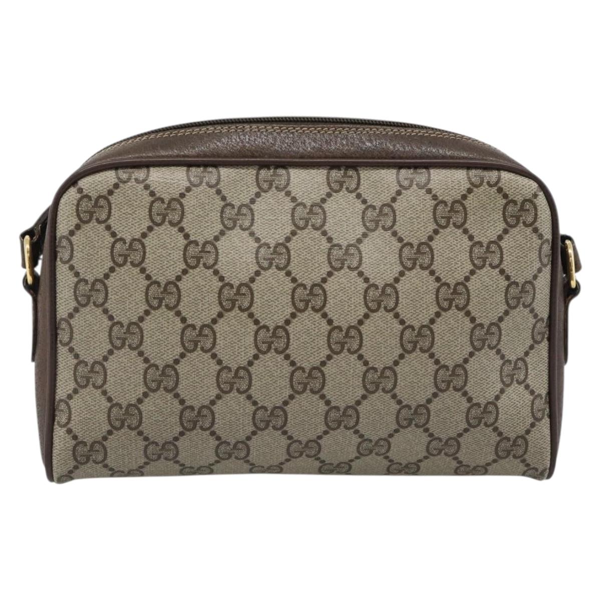 GUCCI GG Supreme Web Sherry Line Bag PVC Beige Gold 116 02 089 Auth 187415