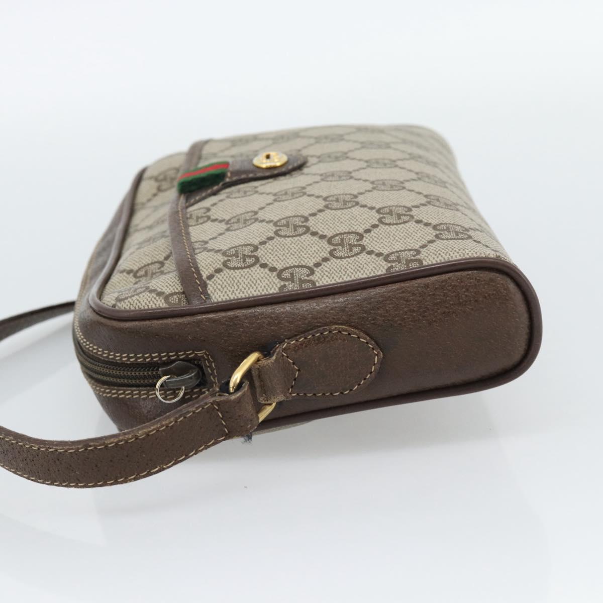 GUCCI GG Supreme Web Sherry Line Bag PVC Beige Gold 116 02 089 Auth 187415