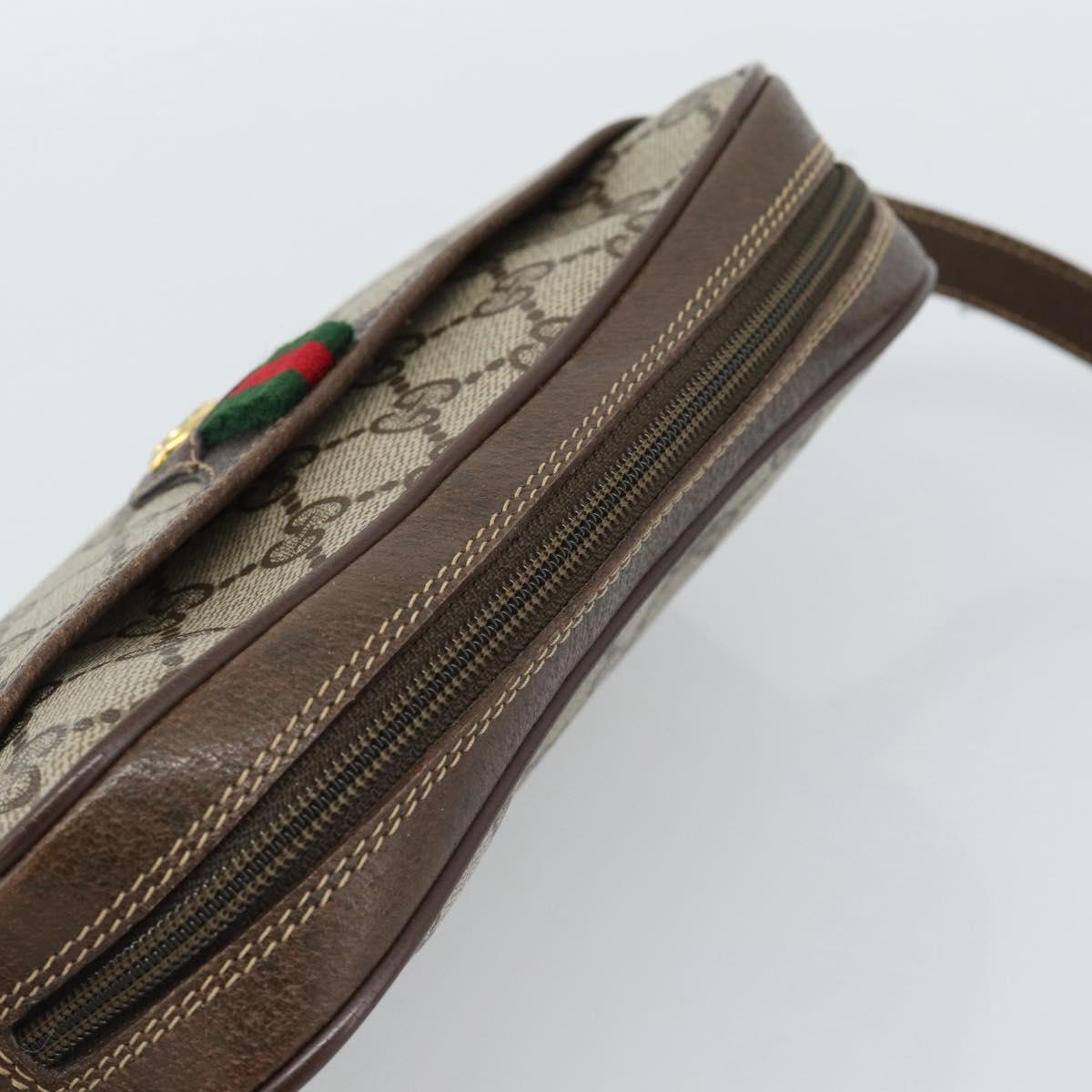 GUCCI GG Supreme Web Sherry Line Bag PVC Beige Gold 116 02 089 Auth 187415
