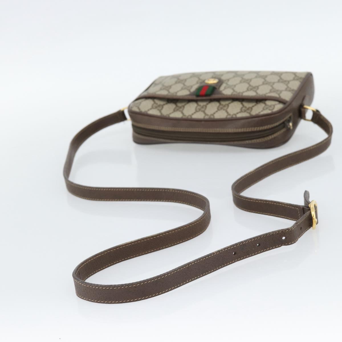 GUCCI GG Supreme Web Sherry Line Bag PVC Beige Gold 116 02 089 Auth 187415