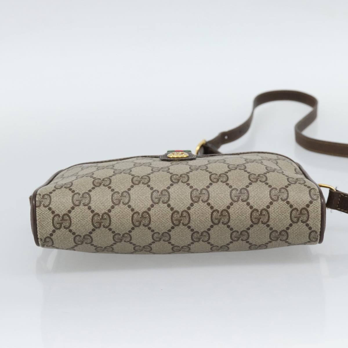 GUCCI GG Supreme Web Sherry Line Bag PVC Beige Gold 116 02 089 Auth 187415