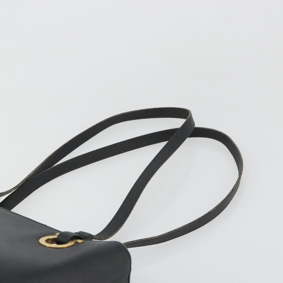 Salvatore Ferragamo Gancini Tote Bag Leather Black Gold Auth 187416