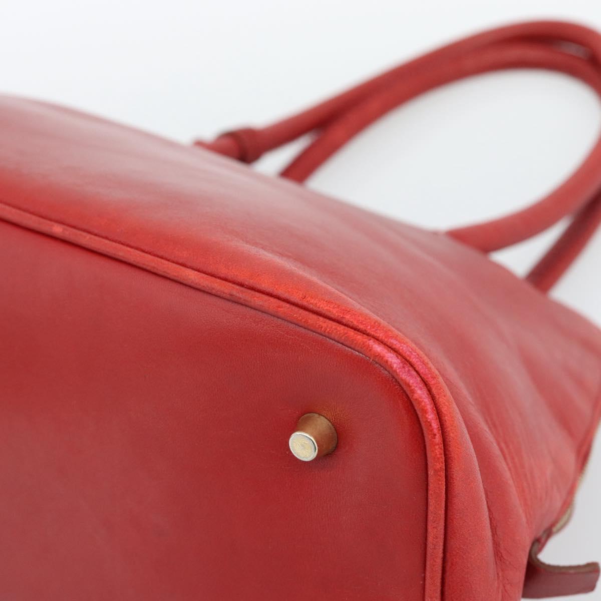 PRADA Hand Bag Leather Red Gold Auth 187417A