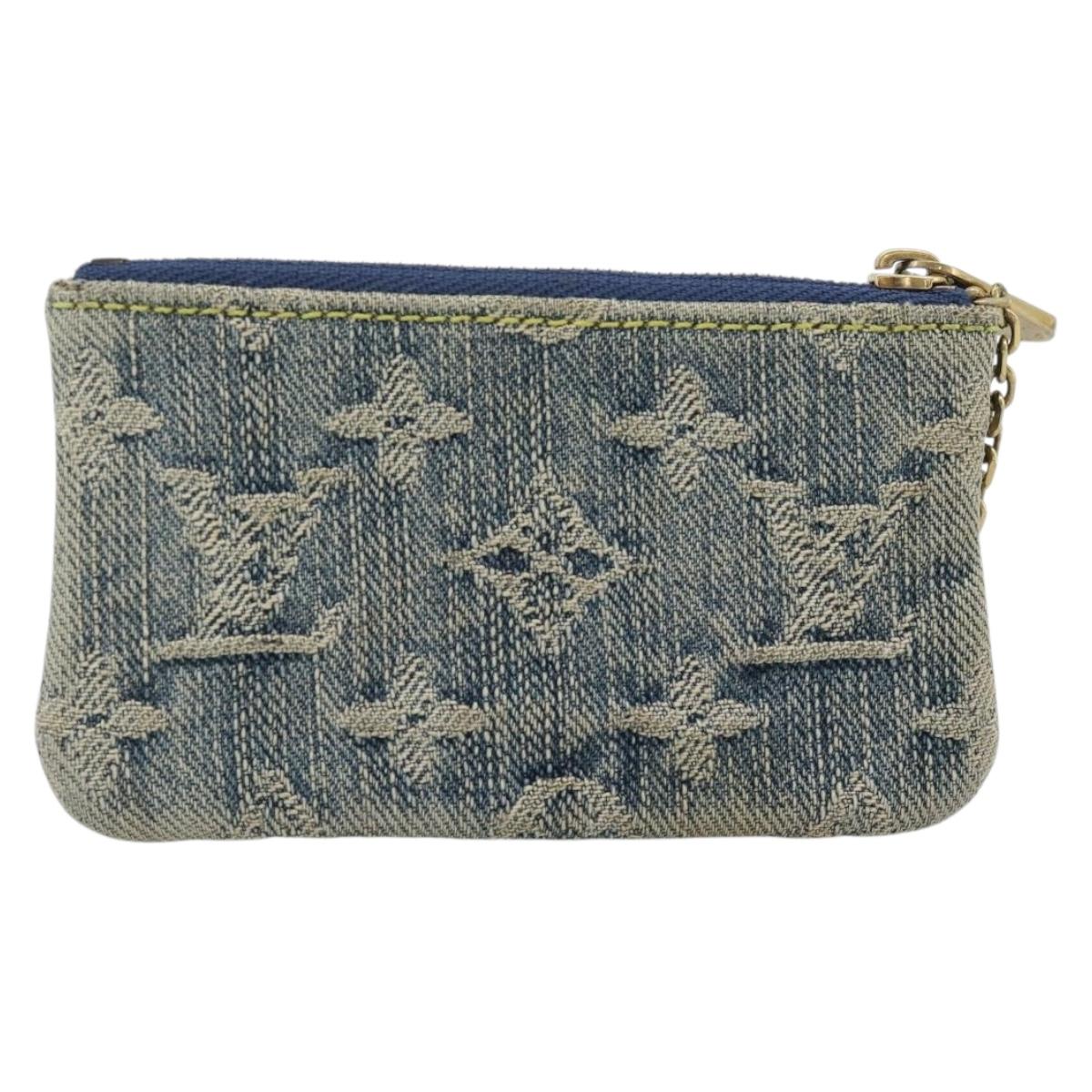 LOUIS VUITTON Monogram Denim Pochette Cles Coin Purse Blue M95343 Auth 187424A