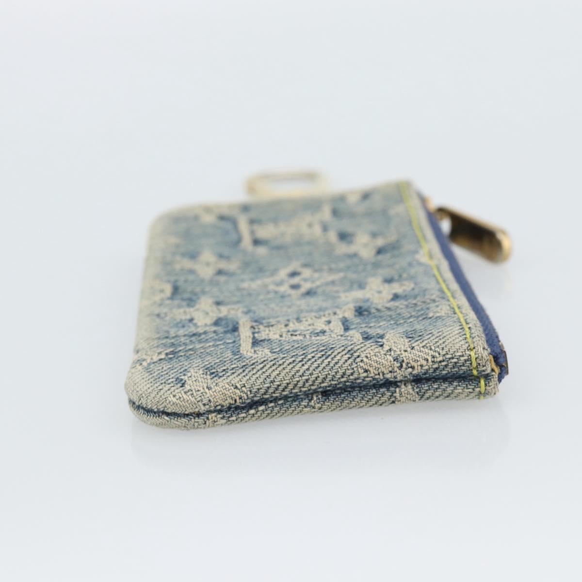LOUIS VUITTON Monogram Denim Pochette Cles Coin Purse Blue M95343 Auth 187424A