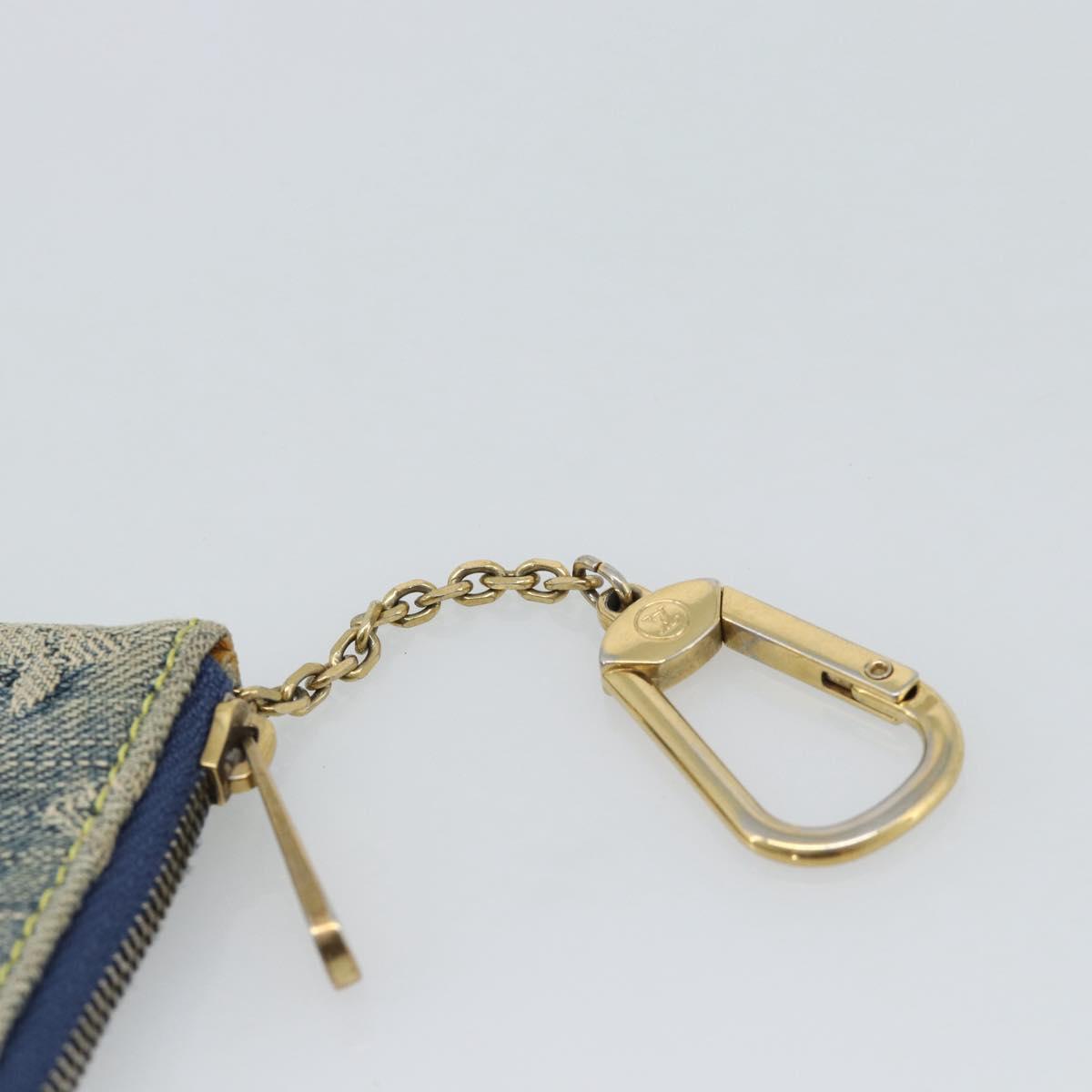 LOUIS VUITTON Monogram Denim Pochette Cles Coin Purse Blue M95343 Auth 187424A