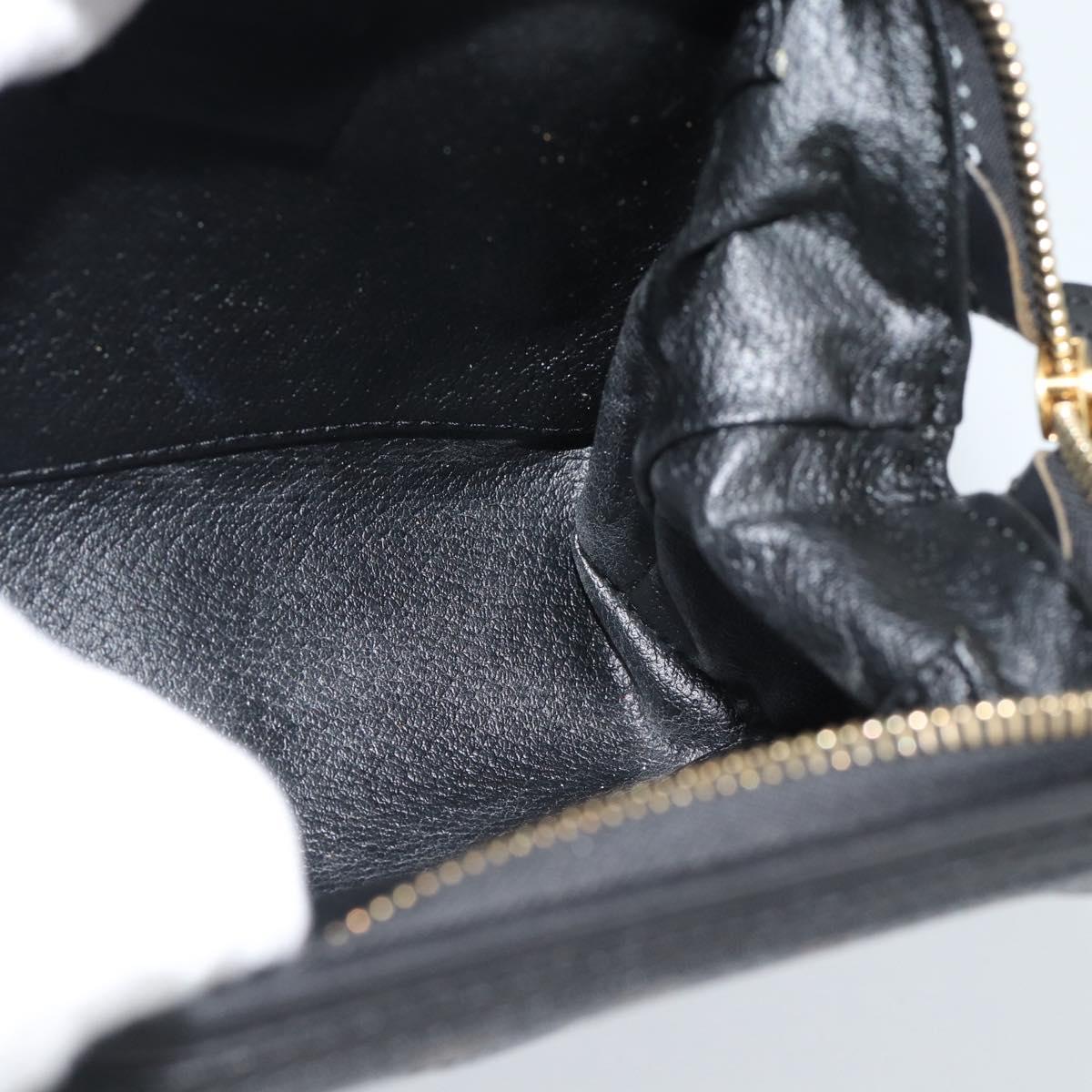 CELINE Macadam Canvas Pouch PVC Leather Black Gold Auth 187427V