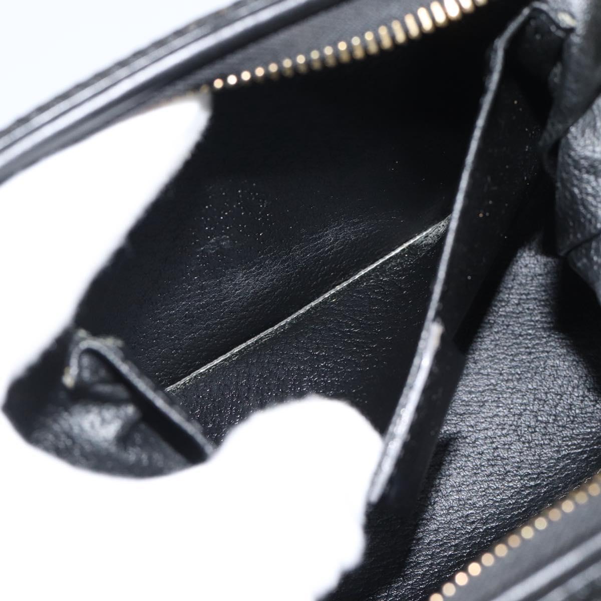 CELINE Macadam Canvas Pouch PVC Leather Black Gold Auth 187427V
