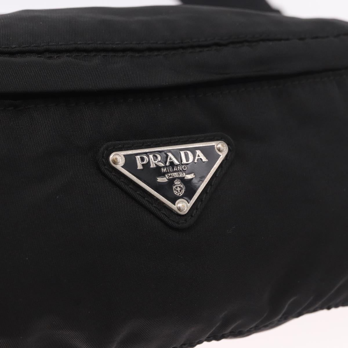 PRADA Waist bag Nylon Black Silver Auth 187430A