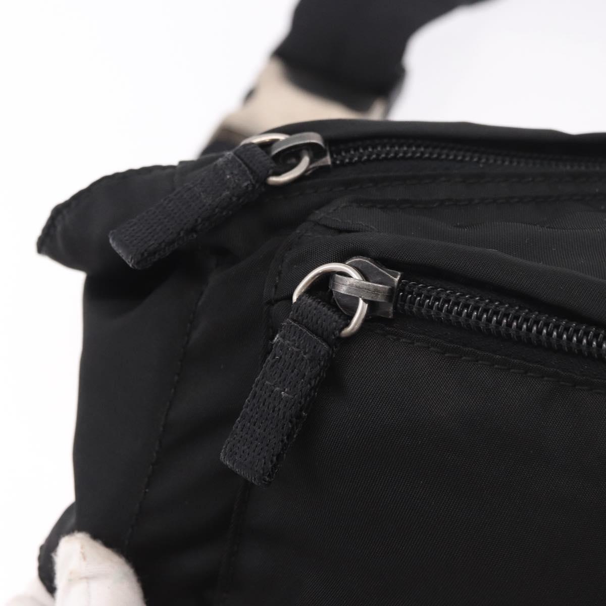 PRADA Waist bag Nylon Black Silver Auth 187430A