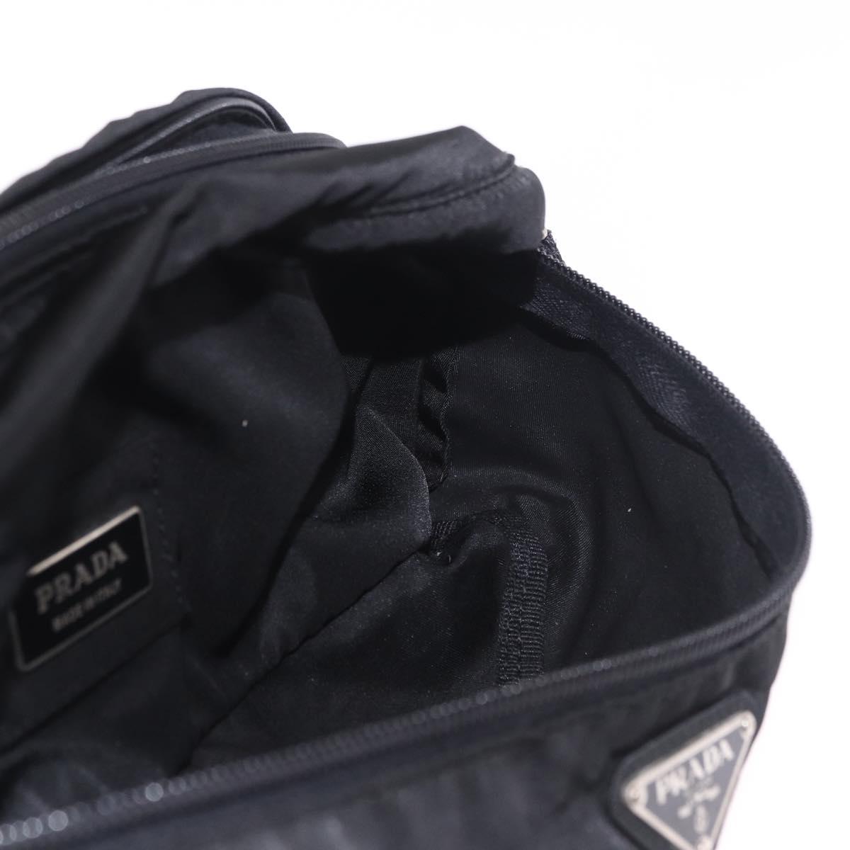 PRADA Waist bag Nylon Black Silver Auth 187430A