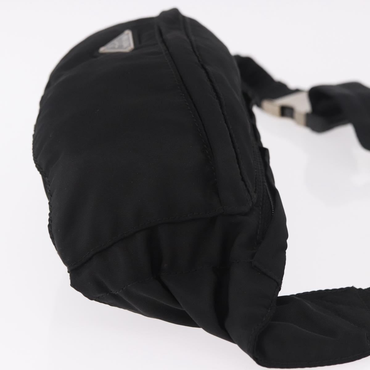 PRADA Waist bag Nylon Black Silver Auth 187430A