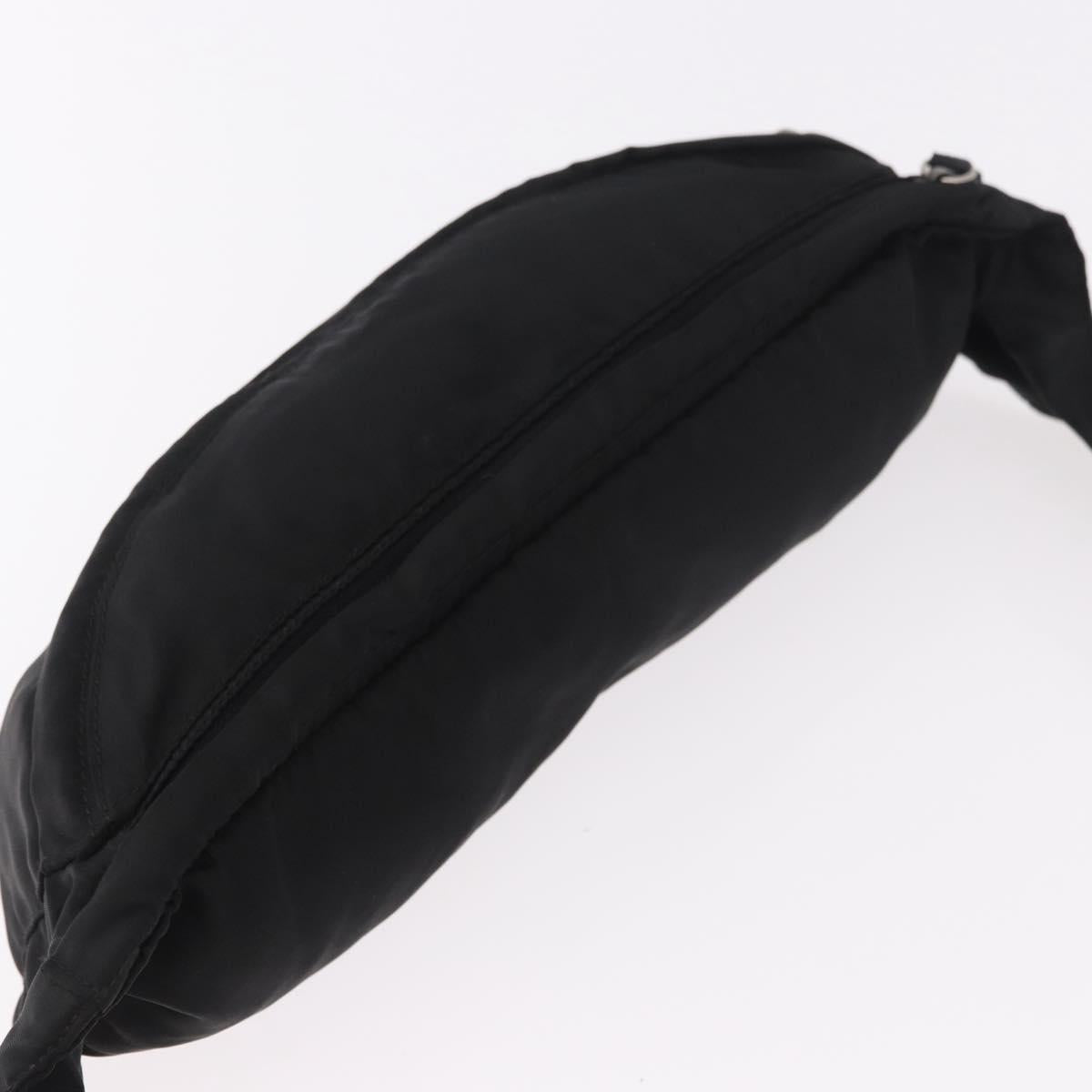 PRADA Waist bag Nylon Black Silver Auth 187430A