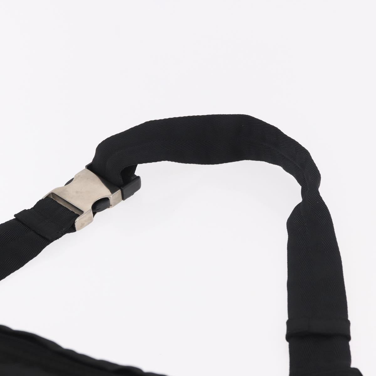 PRADA Waist bag Nylon Black Silver Auth 187430A